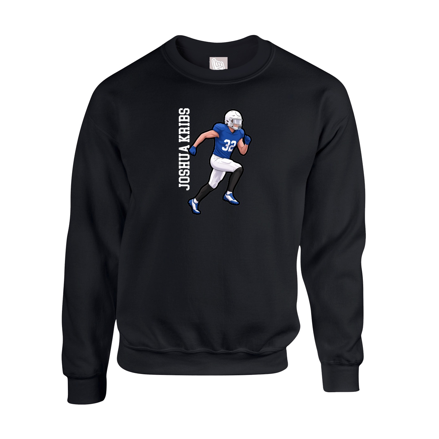 Fleece Crew — Name Vertical in Black