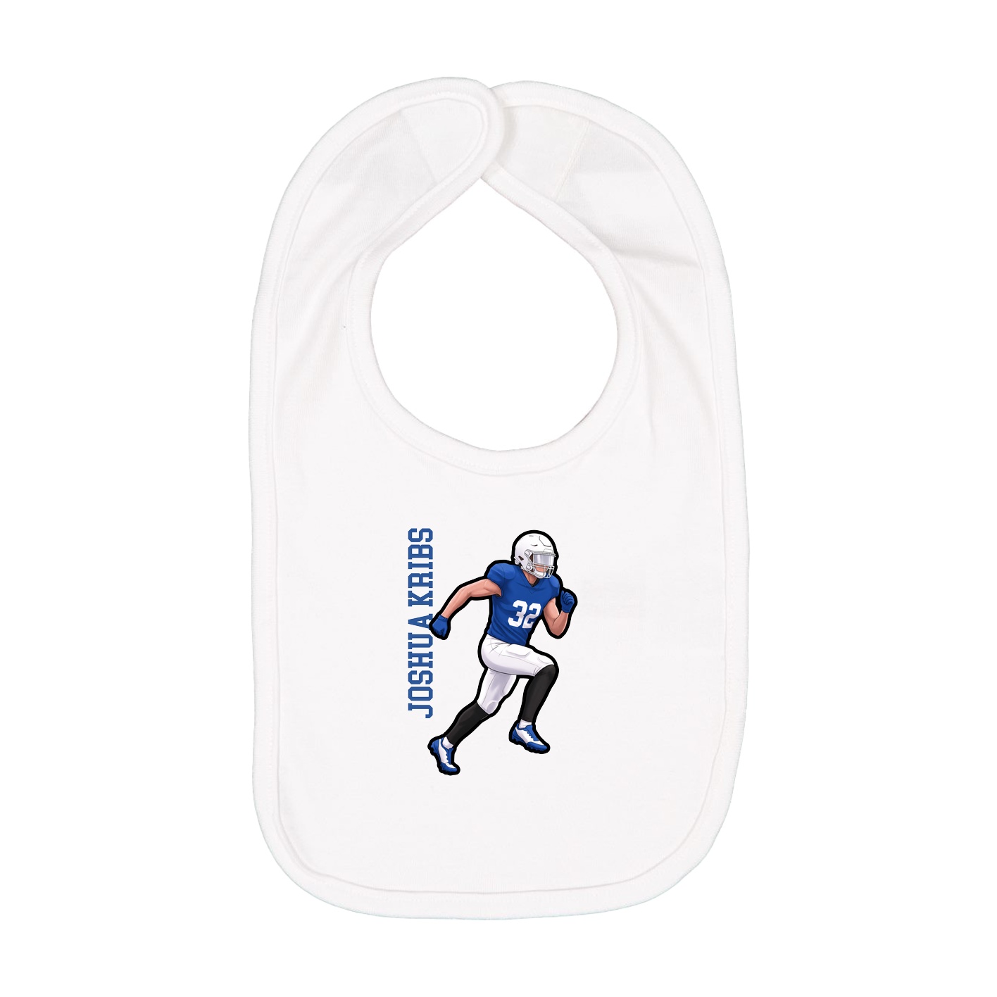 Infant Bib — Name Vertical in White