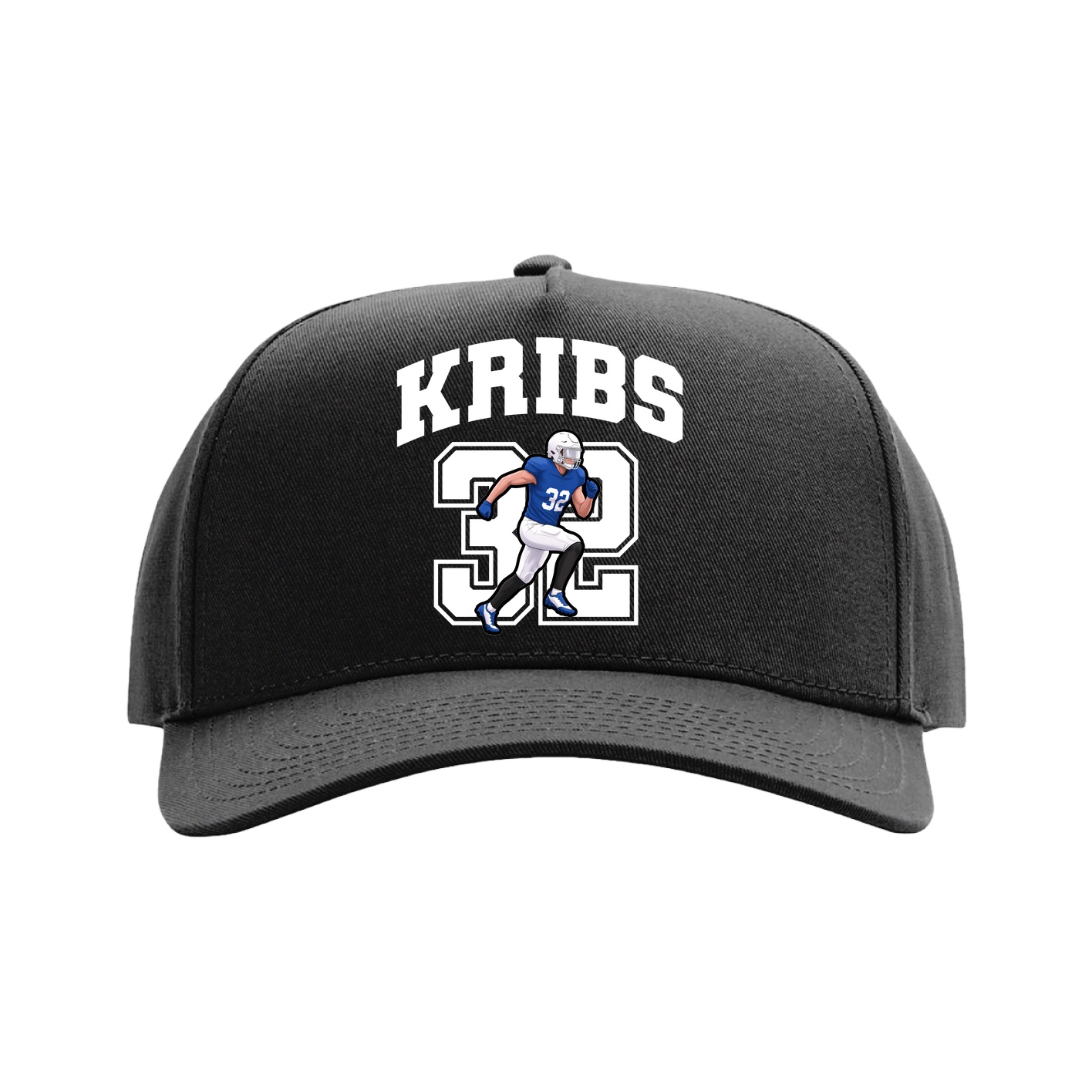 Full Fabric Five-Panel Champ Cap — Number in Black