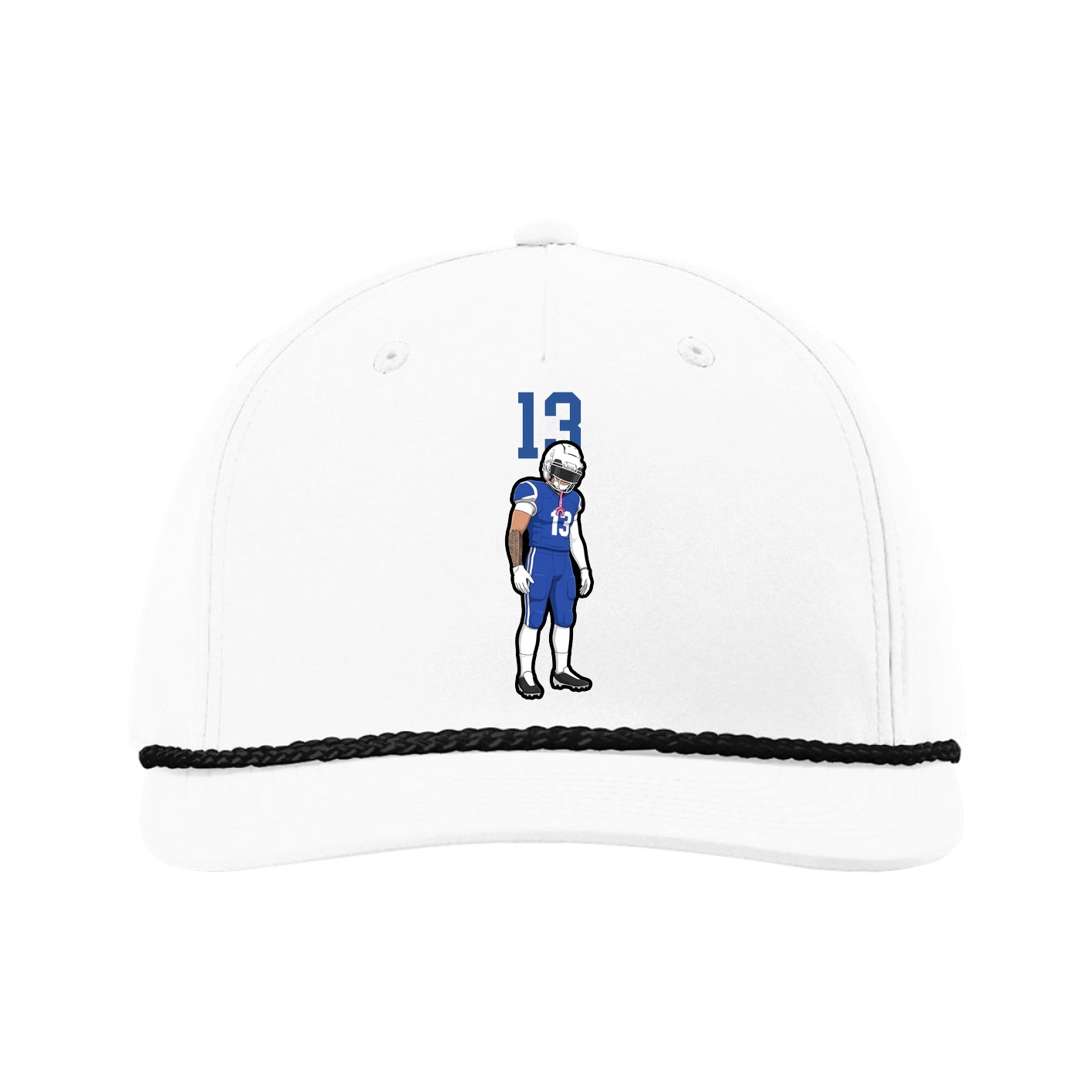 Five-Panel Classic Rope Cap — Number Top in White