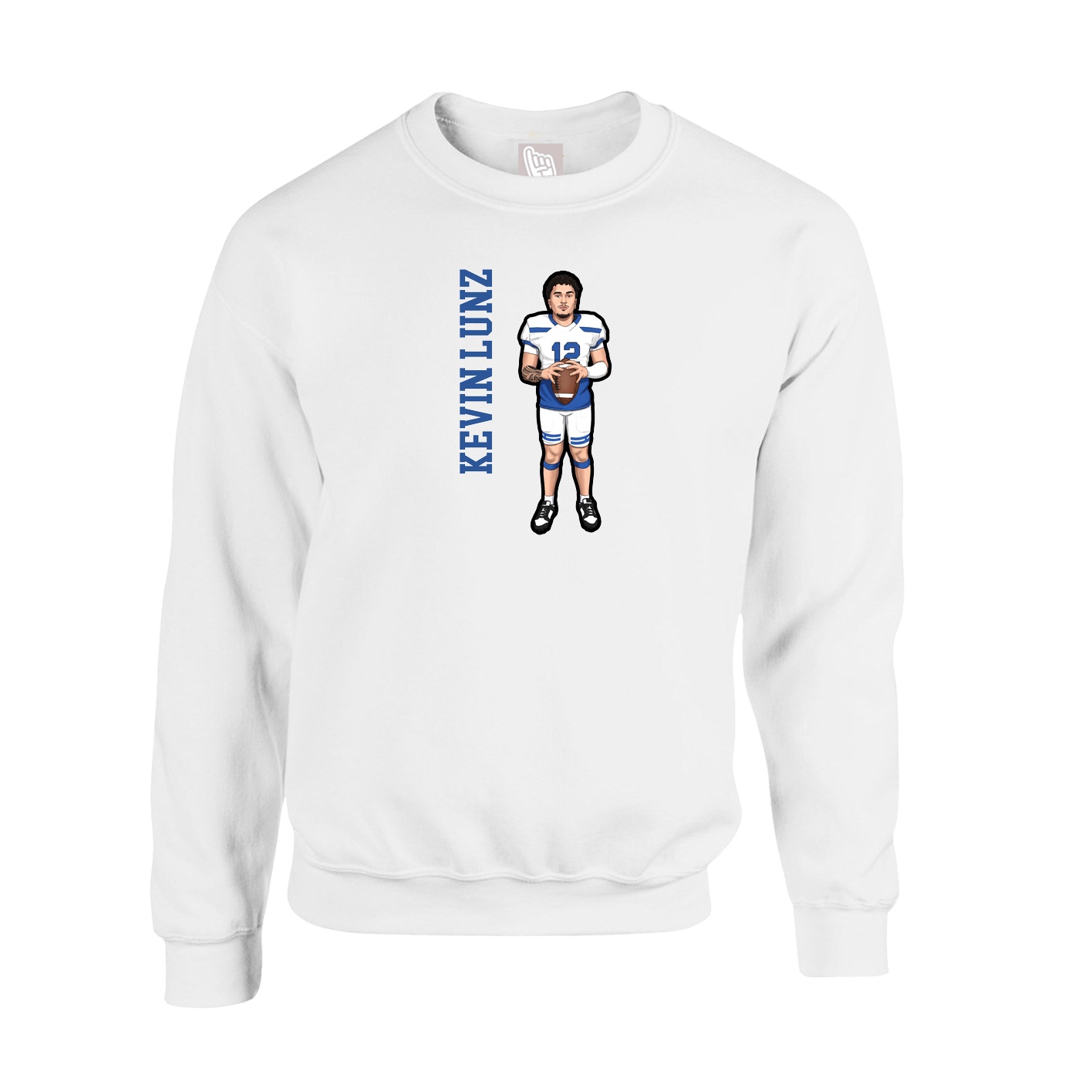 Fleece Crew — Name Vertical in White