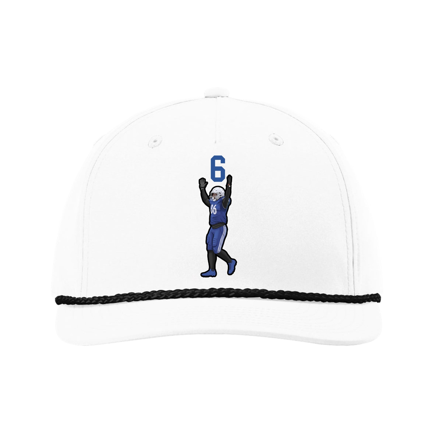 Five-Panel Classic Rope Cap — Number Top in White