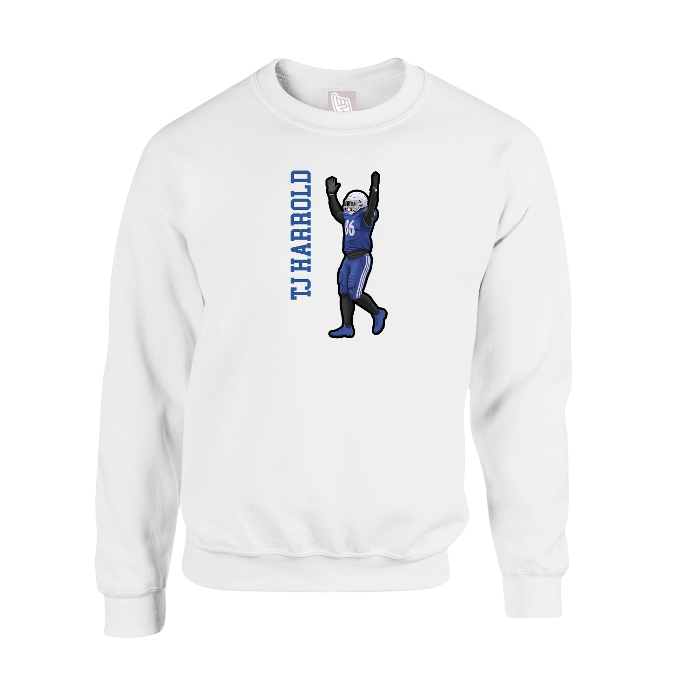 Fleece Crew — Name Vertical in White