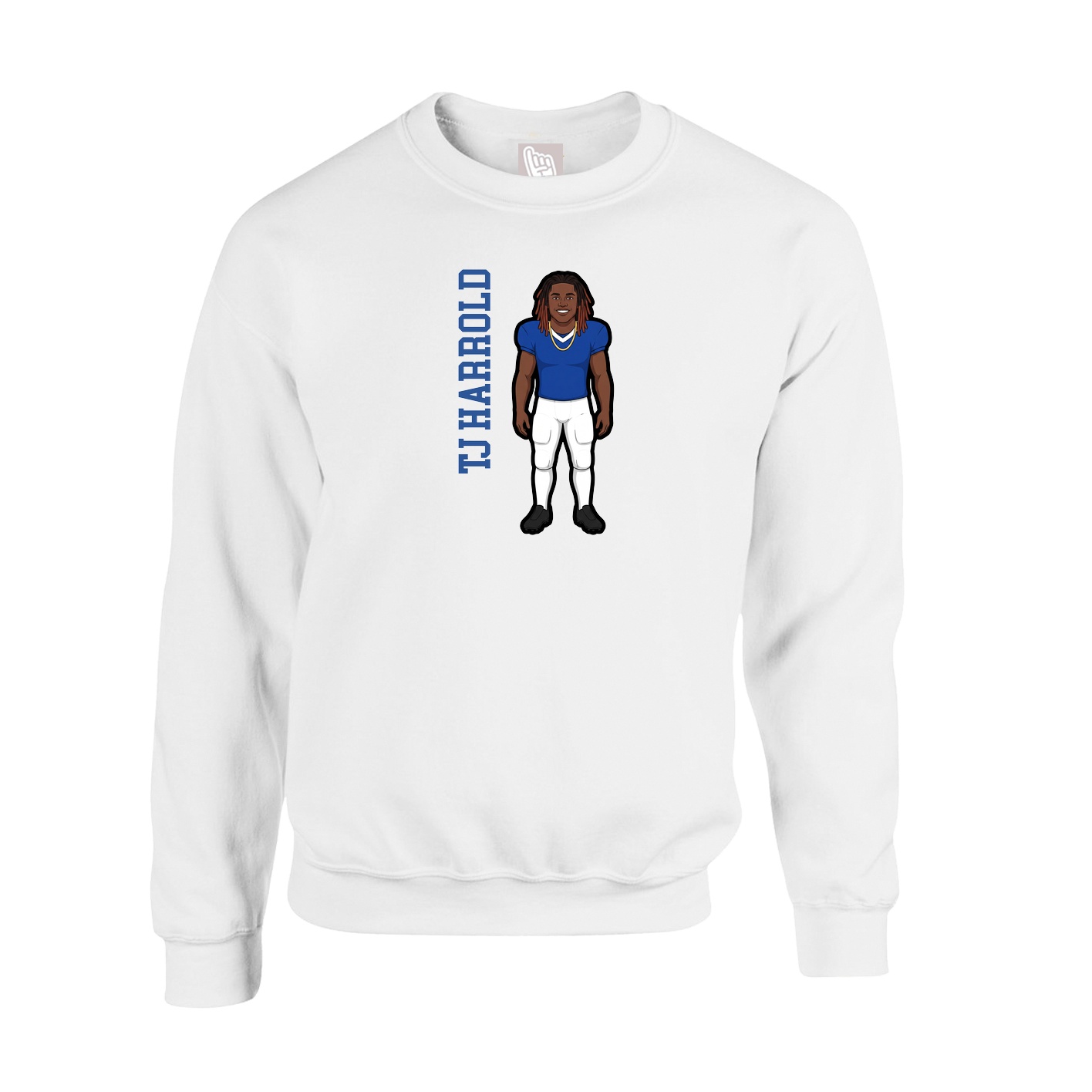 Fleece Crew — Name Vertical in White