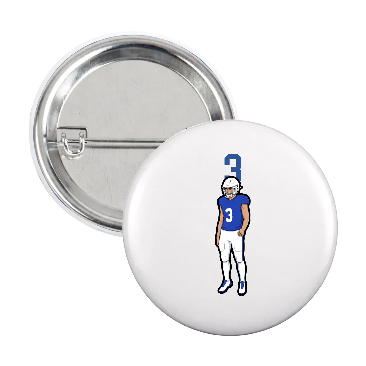 Game Day Button — Number Top in White