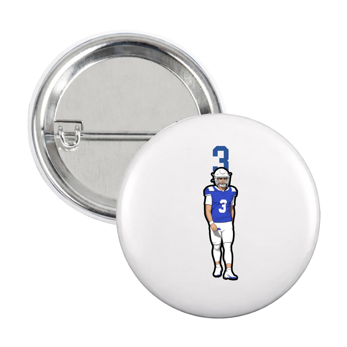 Game Day Button — Number Top in White