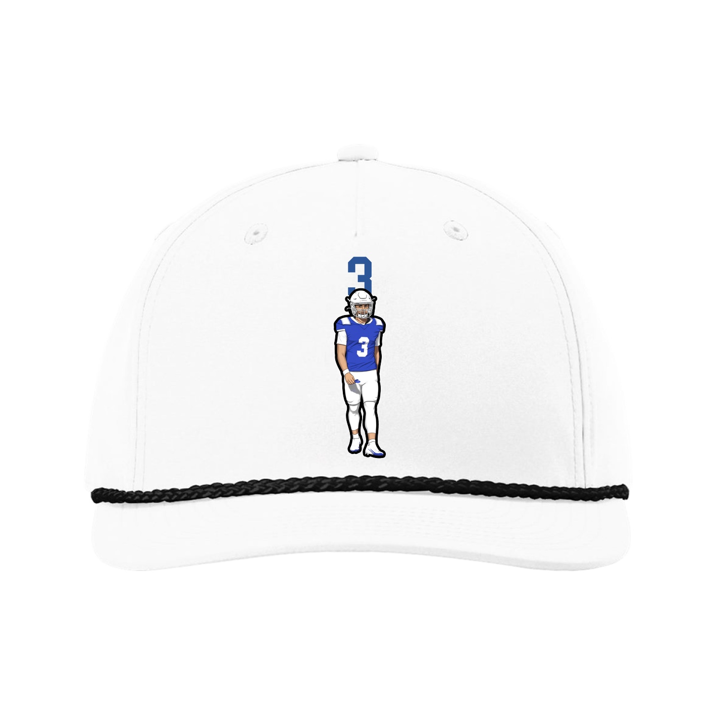 Five-Panel Classic Rope Cap — Number Top in White