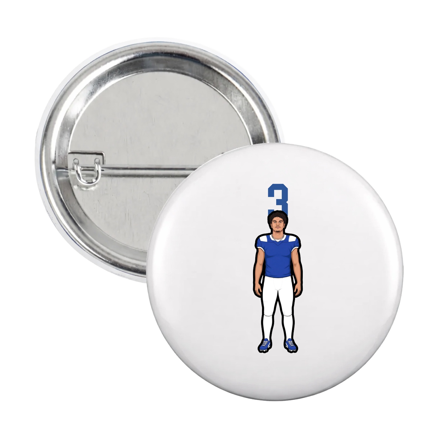 Game Day Button — Number Top in White