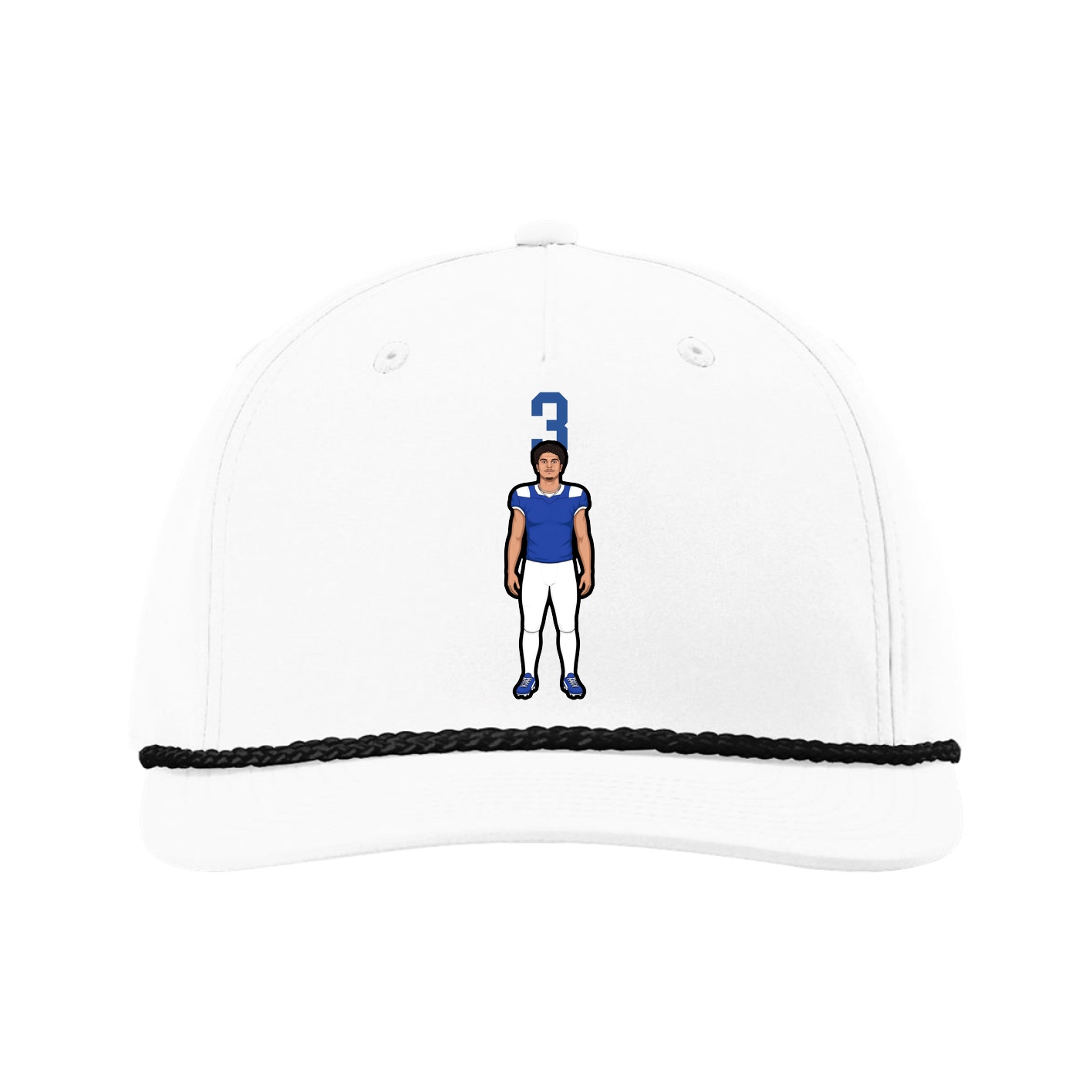 Five-Panel Classic Rope Cap — Number Top in White