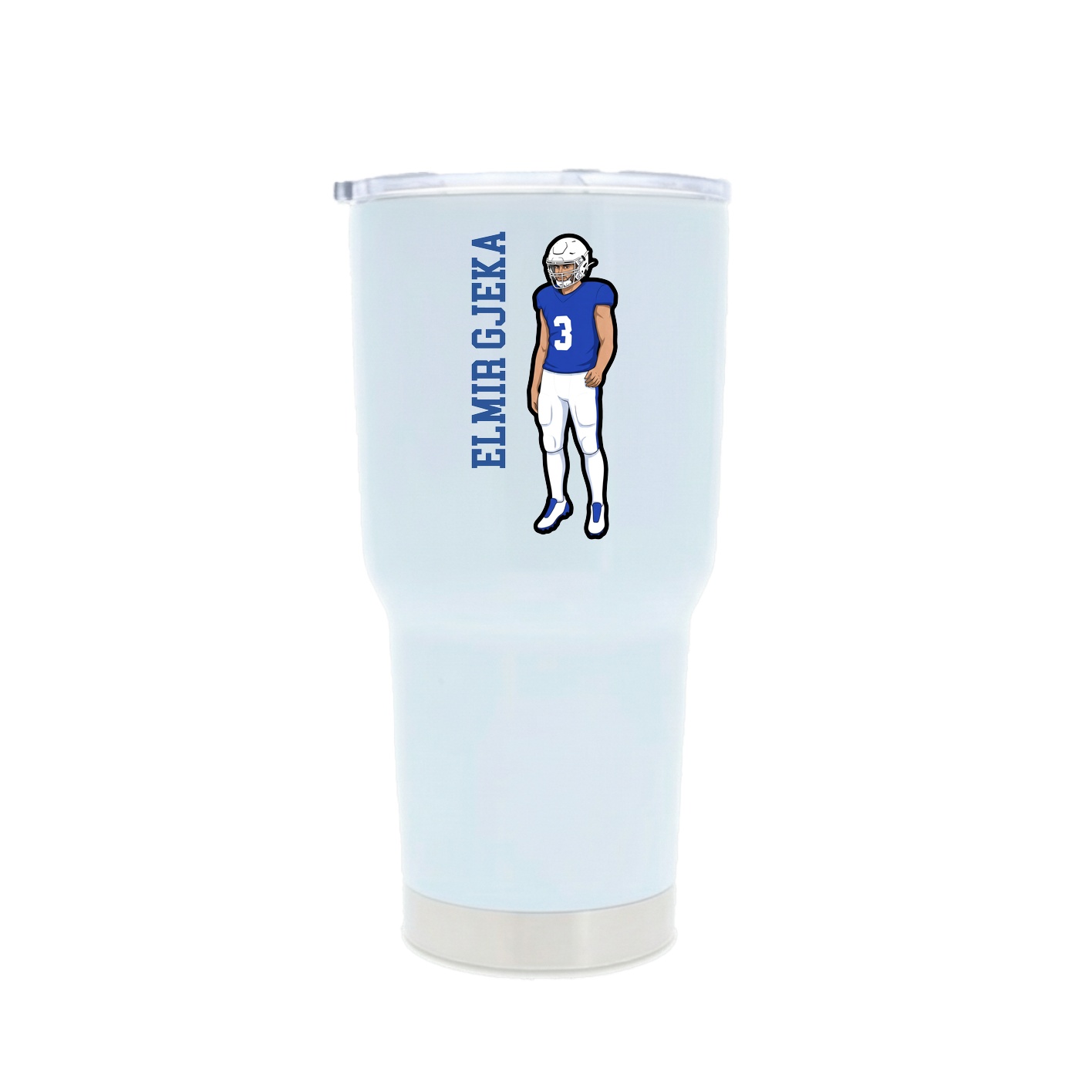 30oz Stainless Steel Tumbler — Name Vertical in White