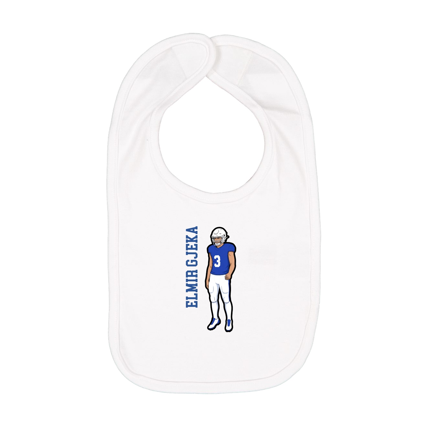 Infant Bib — Name Vertical in White