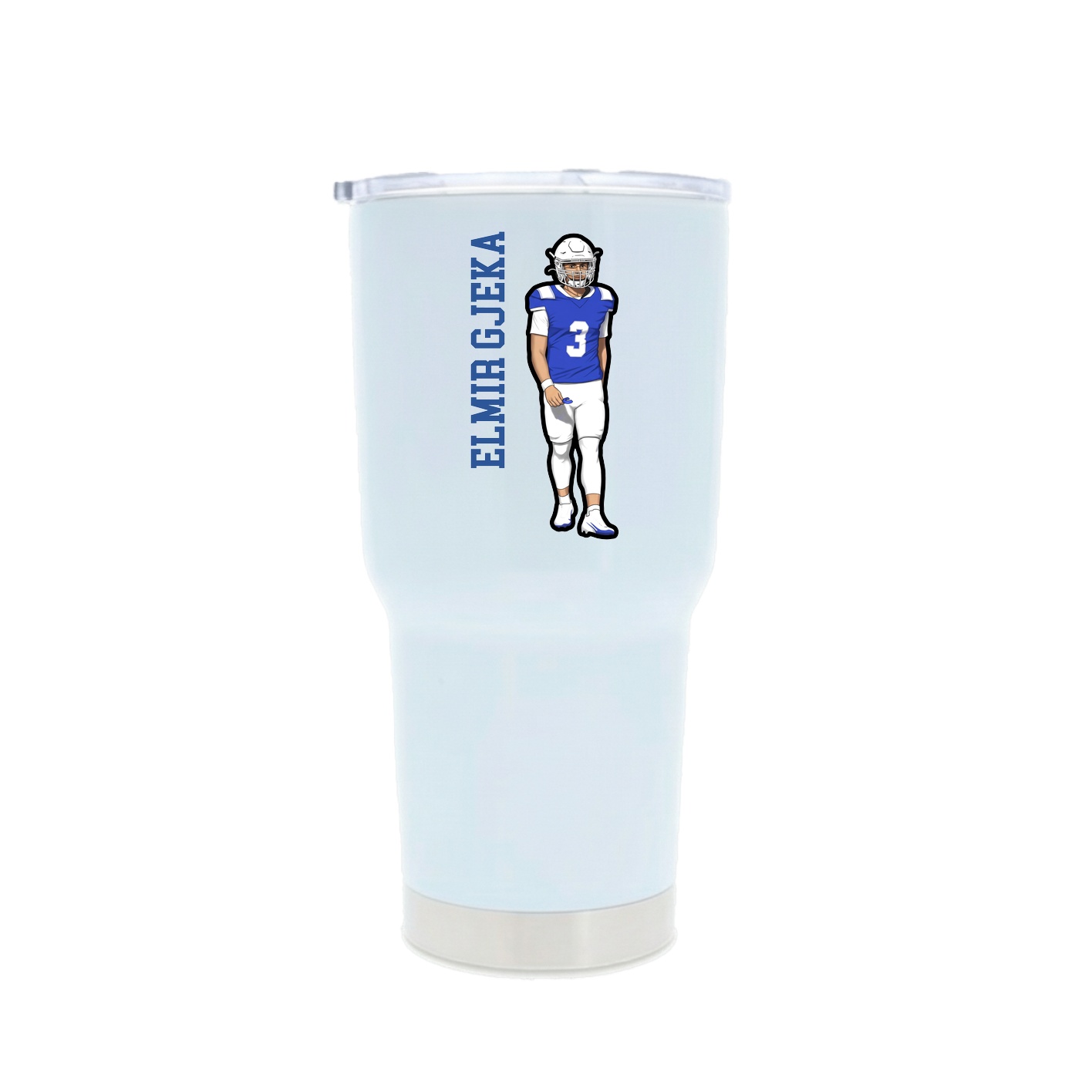 30oz Stainless Steel Tumbler — Name Vertical in White