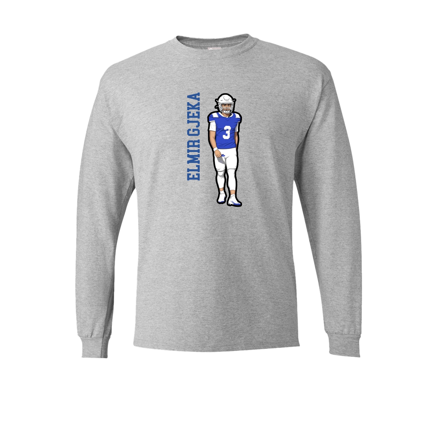 Long Sleeve Tee — Name Vertical in Grey