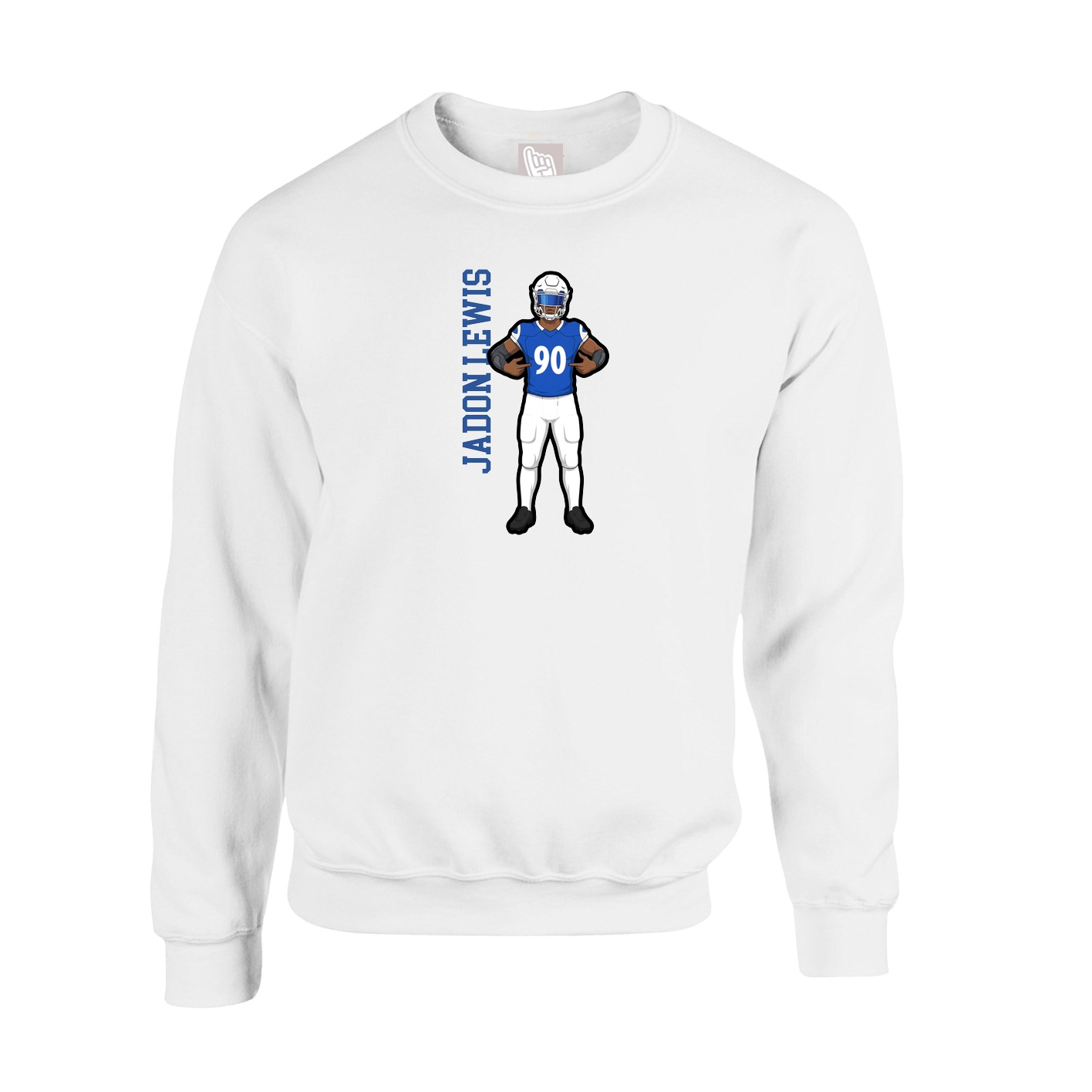 Fleece Crew — Name Vertical in White
