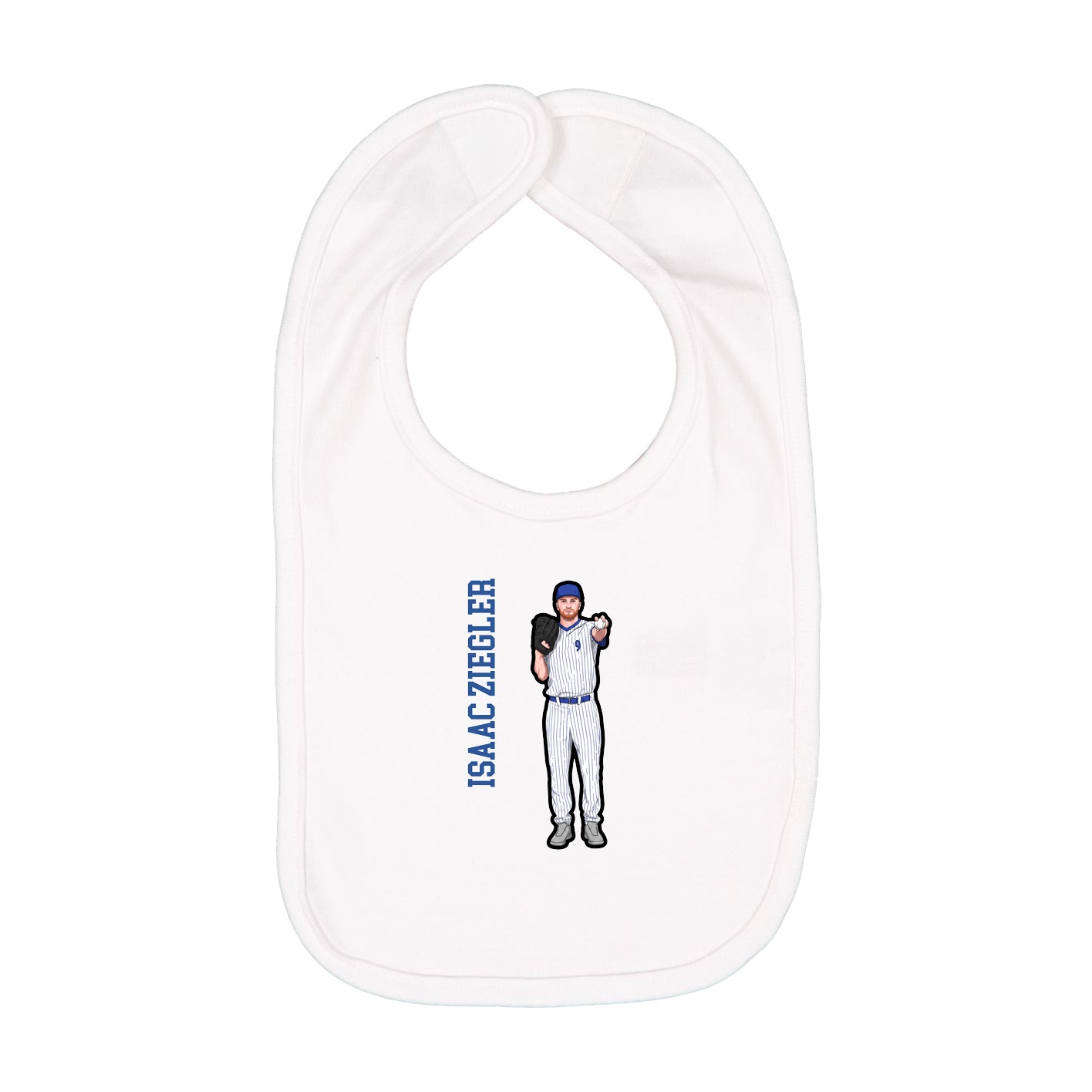 Infant Bib — Name Vertical in White