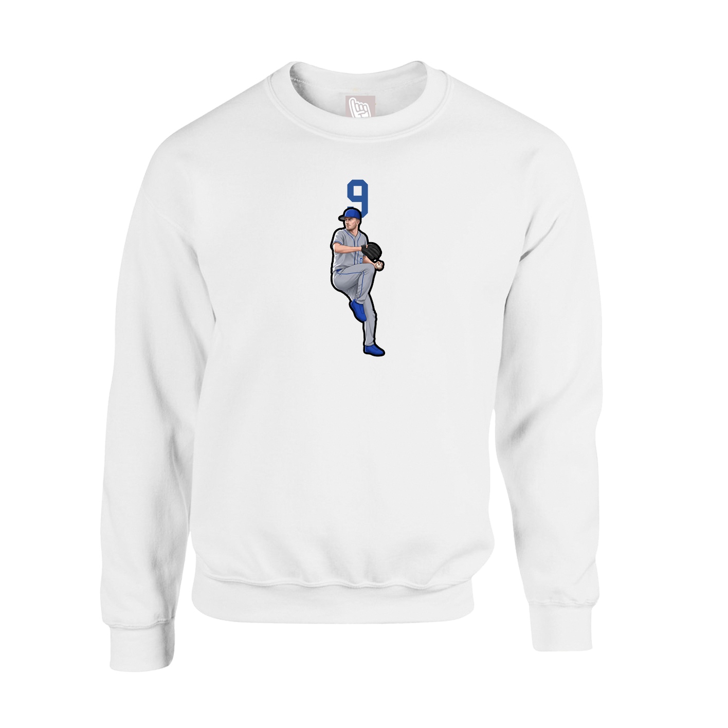 Fleece Crew — Number Top in White
