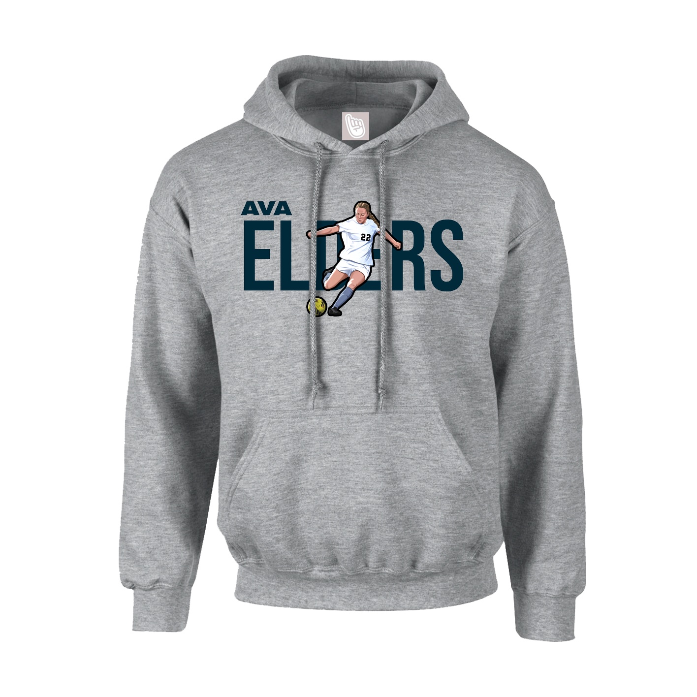 Youth Hoodie — Player Name in Grey