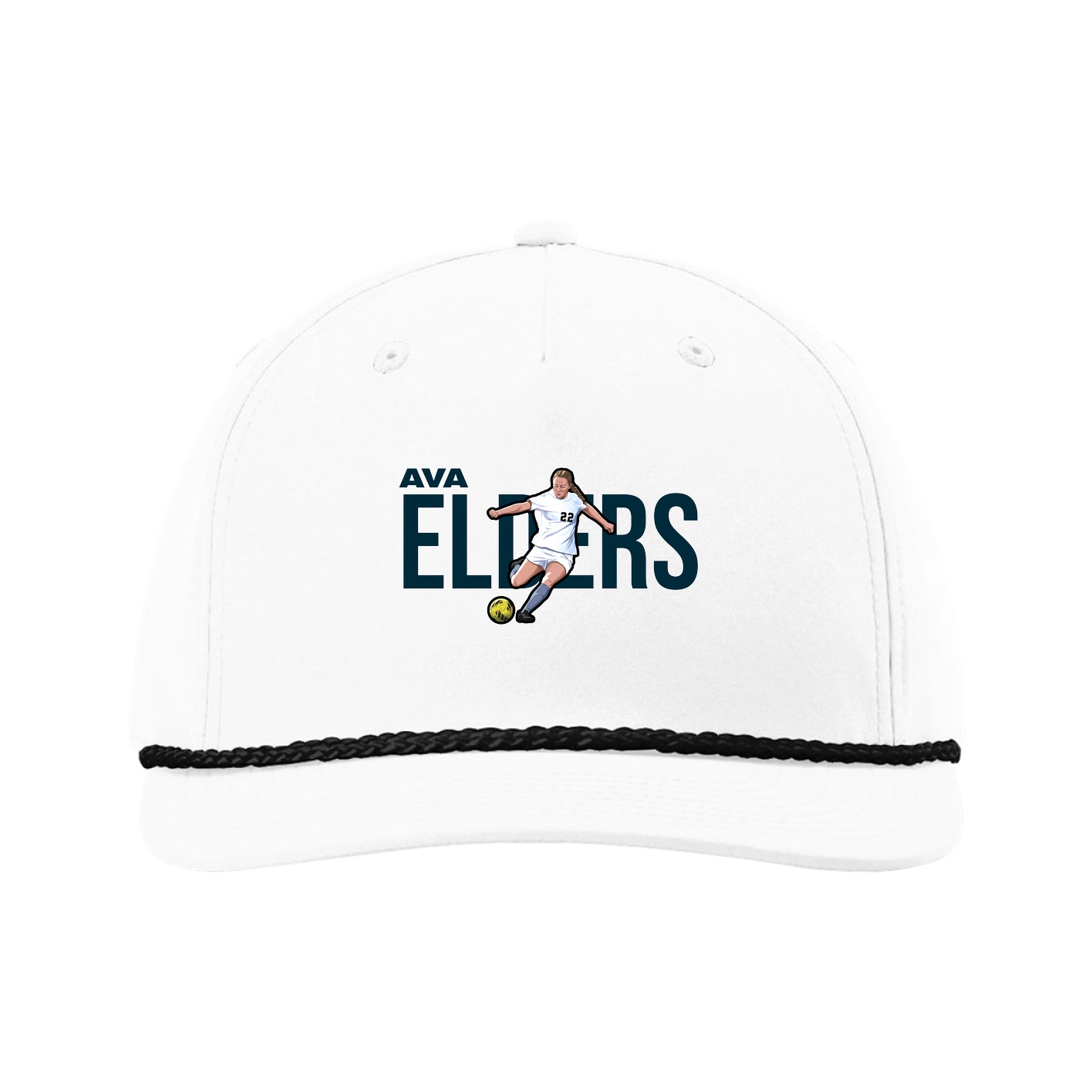 Five-Panel Classic Rope Cap — Player Name in White