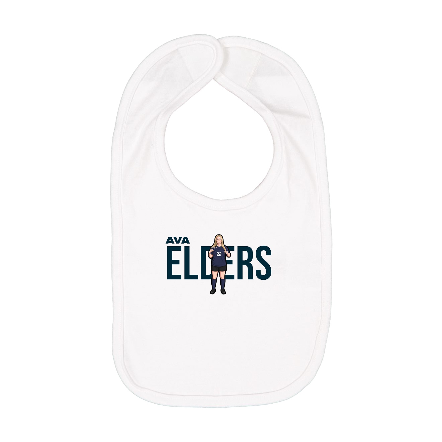 Infant Bib — Player Name in White