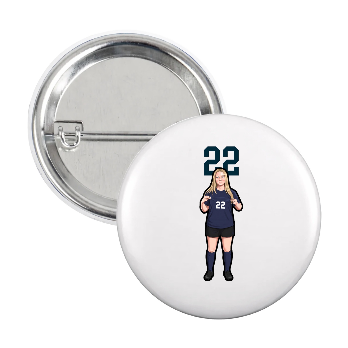 Game Day Button — Number Top in White