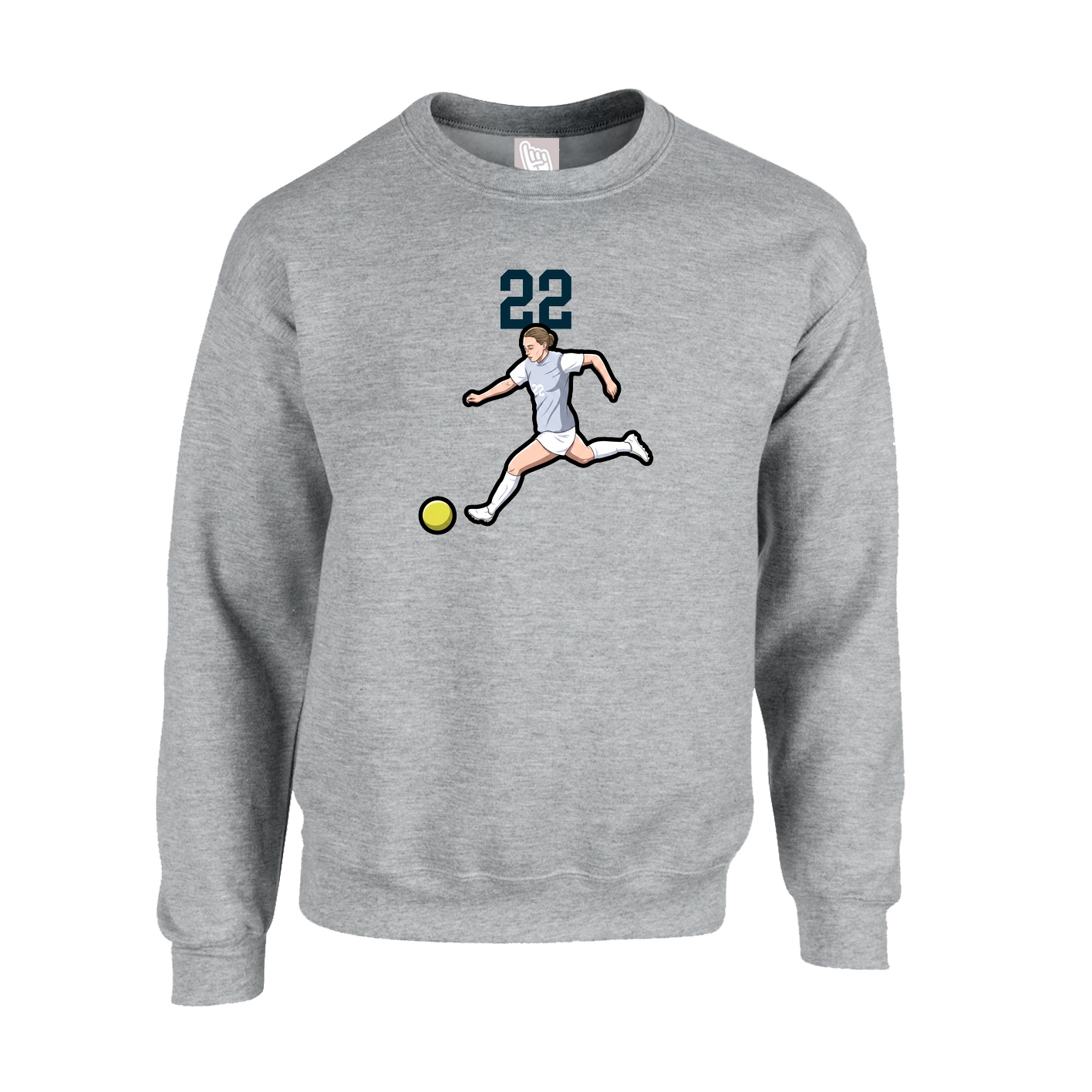 Fleece Crew — Number Top in Grey
