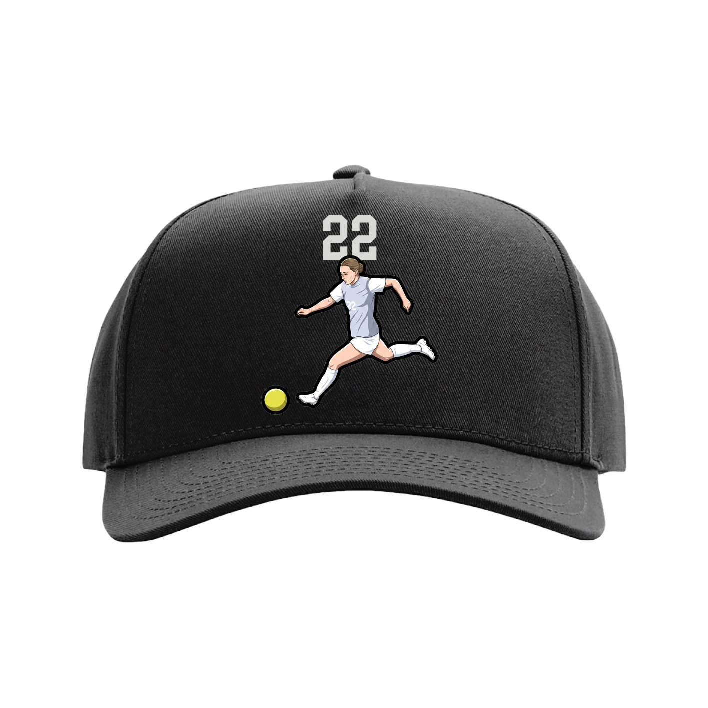 Full Fabric Five-Panel Champ Cap — Number Top in Black