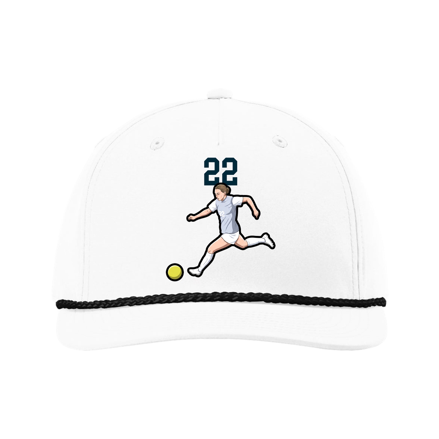 Five-Panel Classic Rope Cap — Number Top in White