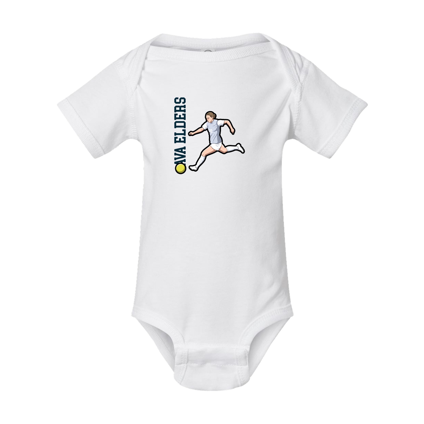 Baby Onesie — Name Vertical in White
