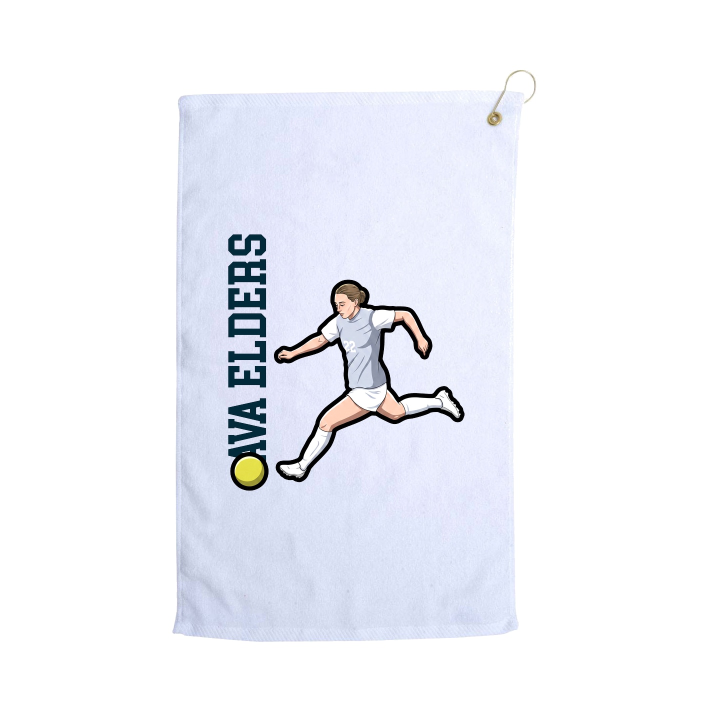 Golf Towel — Name Vertical in White