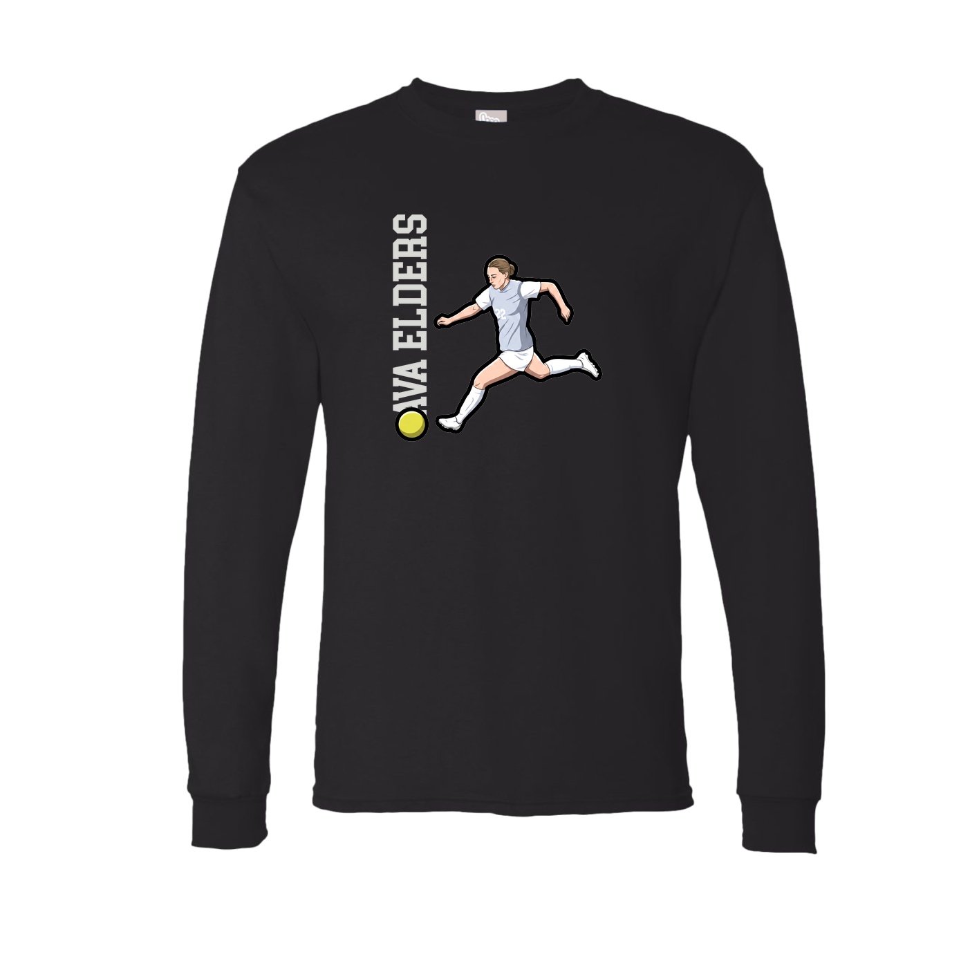 Long Sleeve Tee — Name Vertical in Black