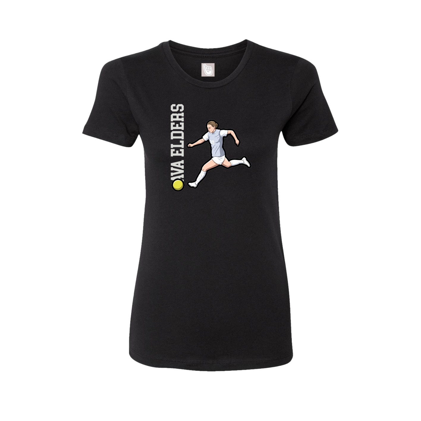 Fitted Women's Tee — Name Vertical in Black