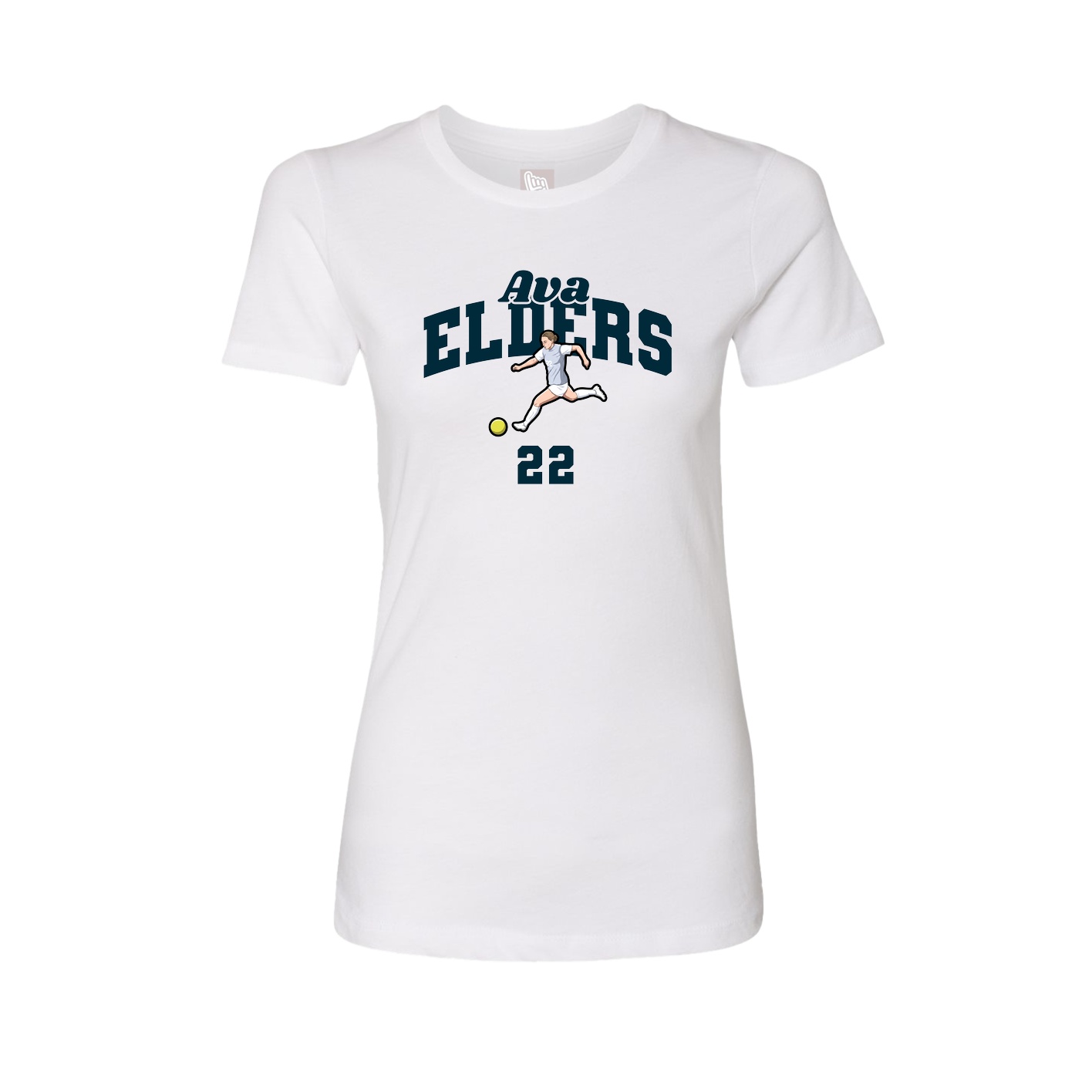 Fitted Women's Tee — Signature Arch in White