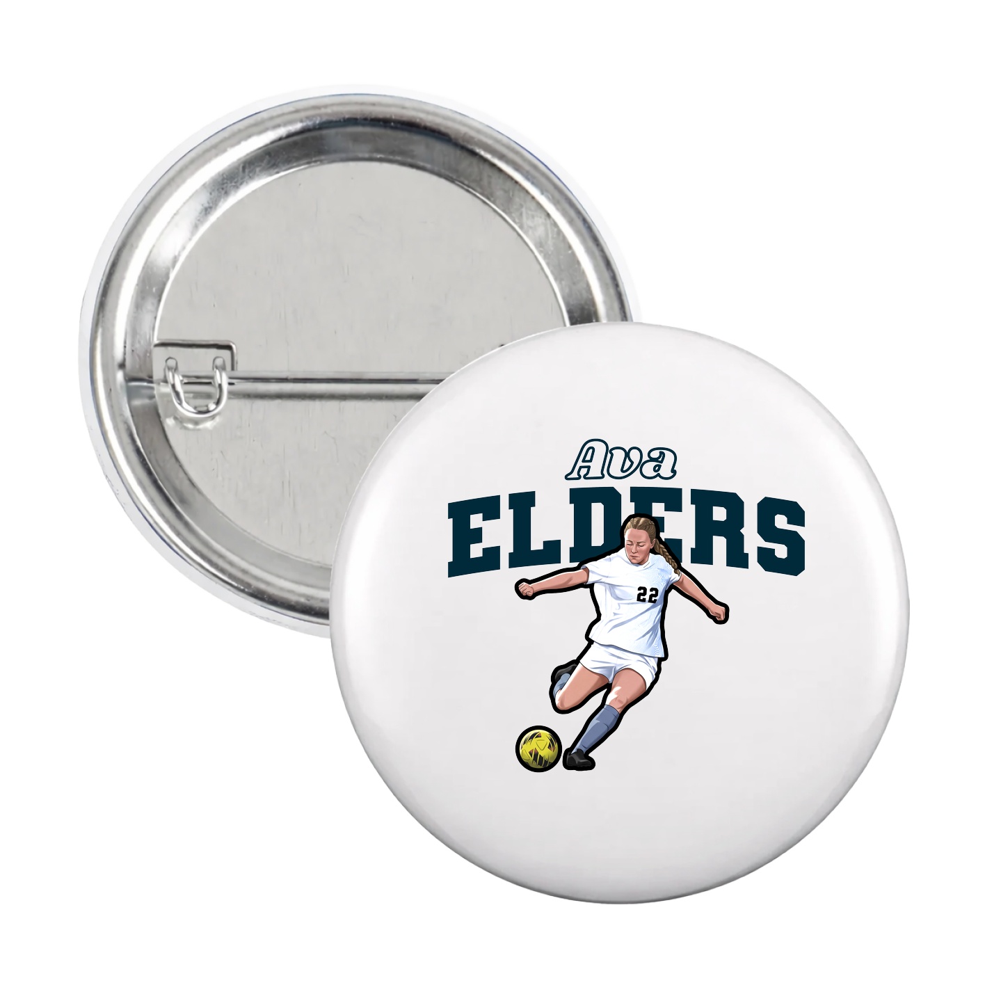 Game Day Button — Name Arch in White