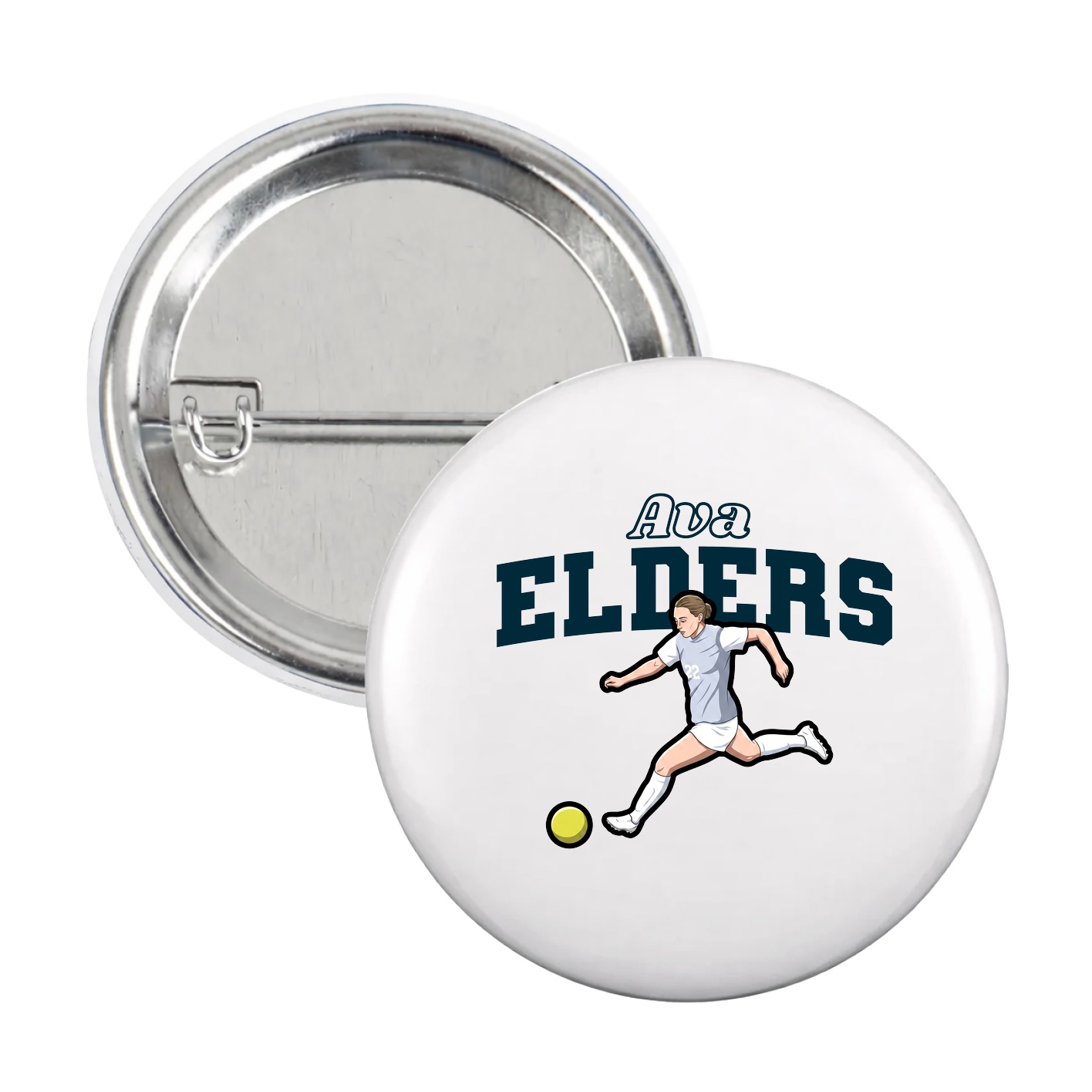 Game Day Button — Name Arch in White