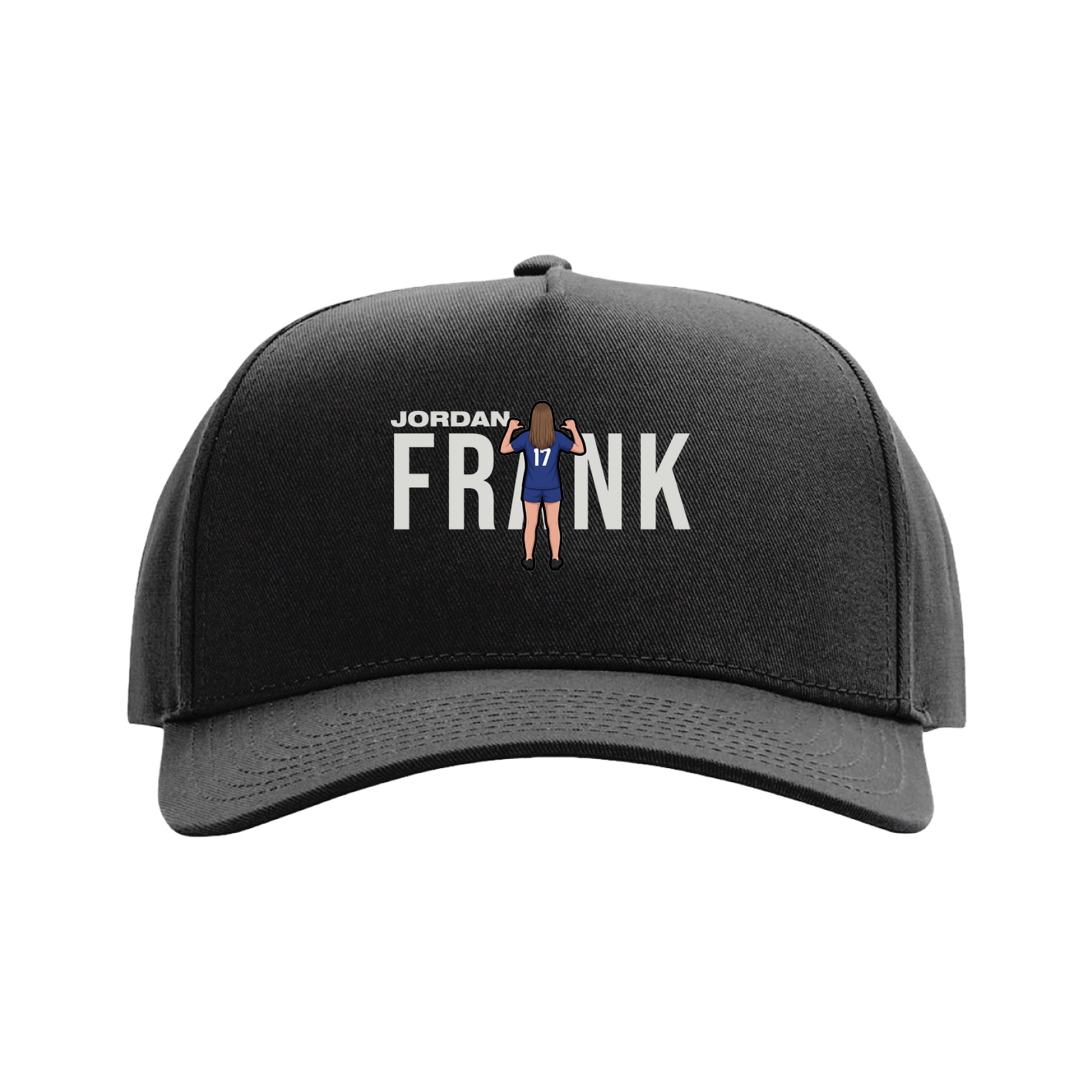 Full Fabric Five-Panel Champ Cap — Player Name in Black
