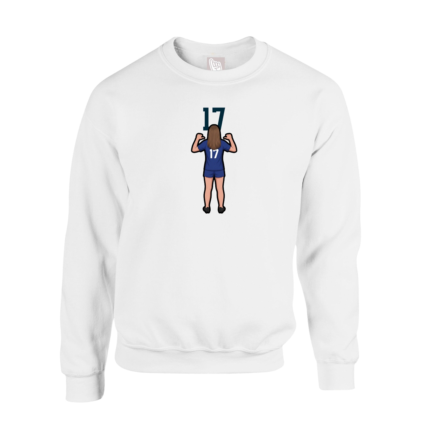 Fleece Crew — Number Top in White