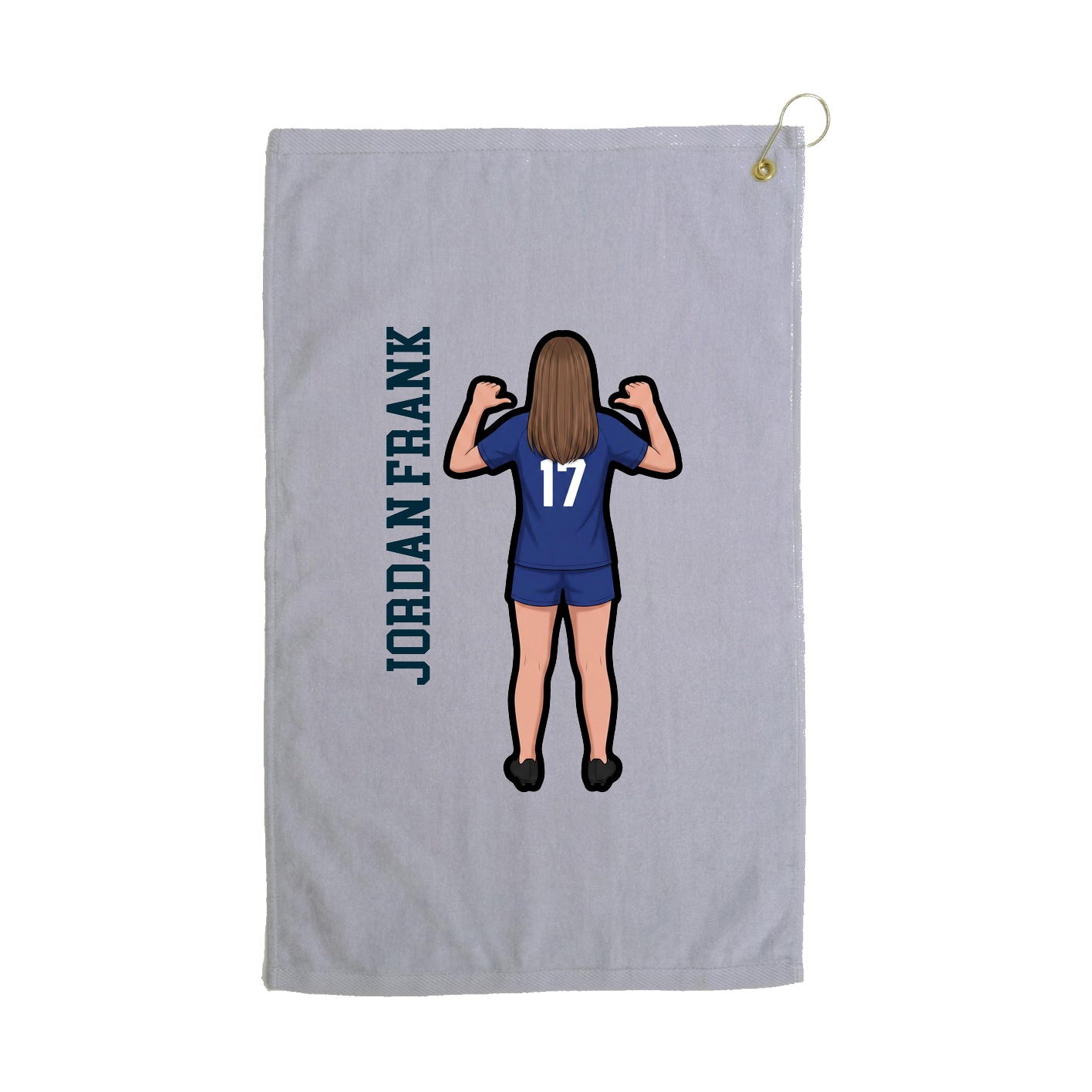 Golf Towel — Name Vertical in Grey