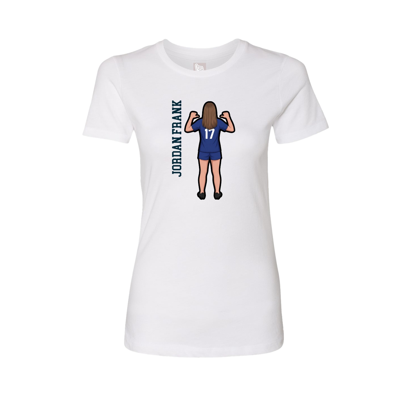 Fitted Women's Tee — Name Vertical in White