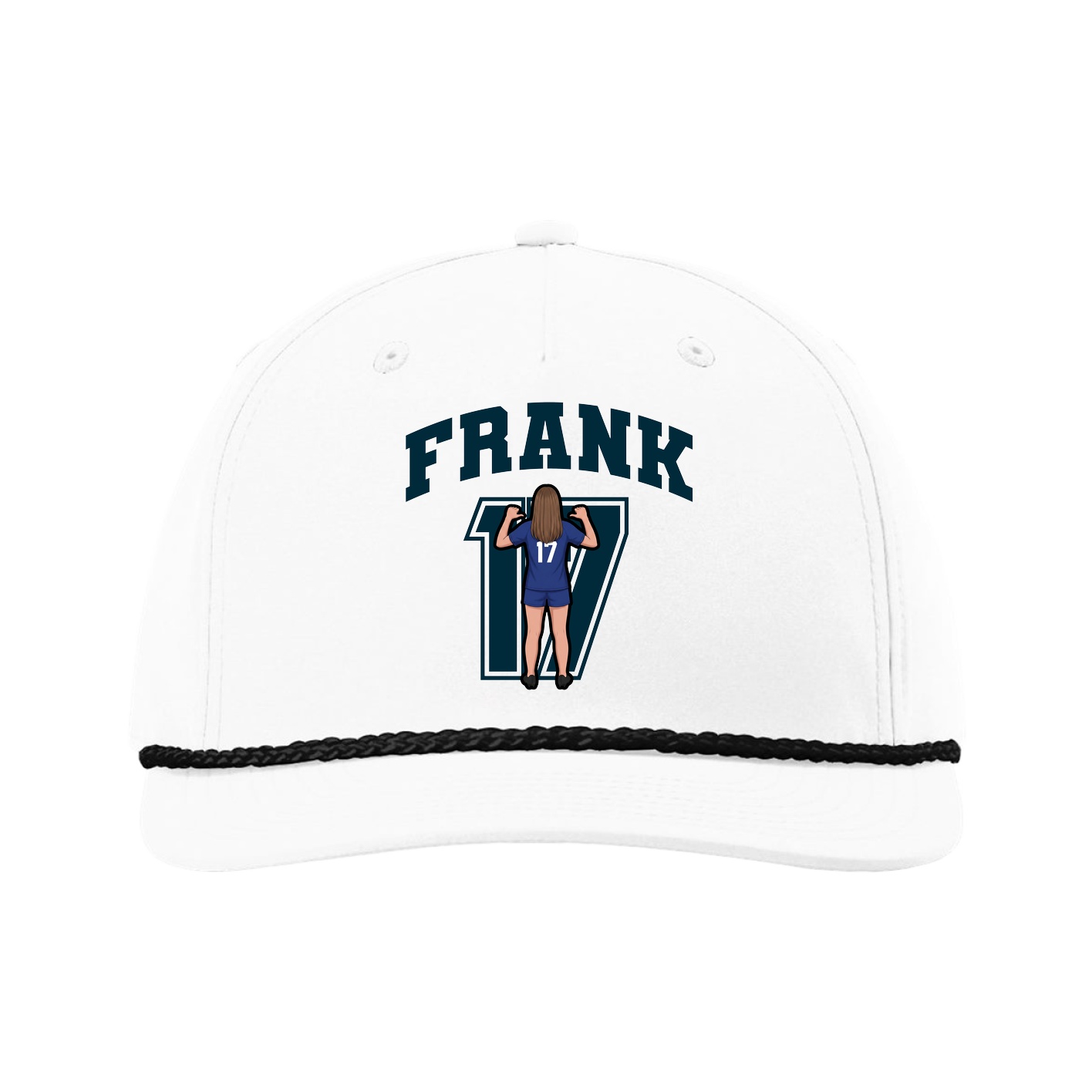 Five-Panel Classic Rope Cap — Number in White