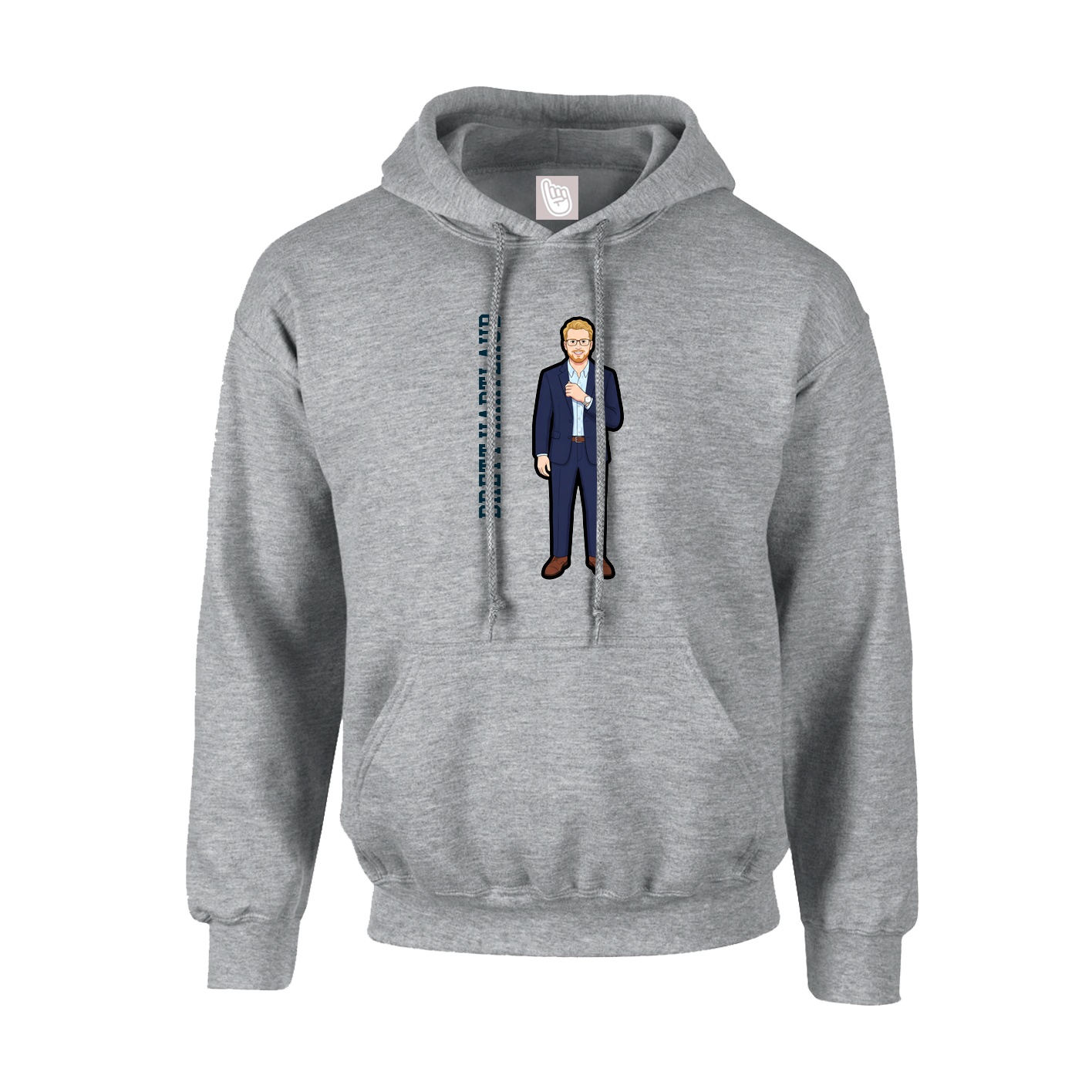 Hoodie — Name Vertical in Grey