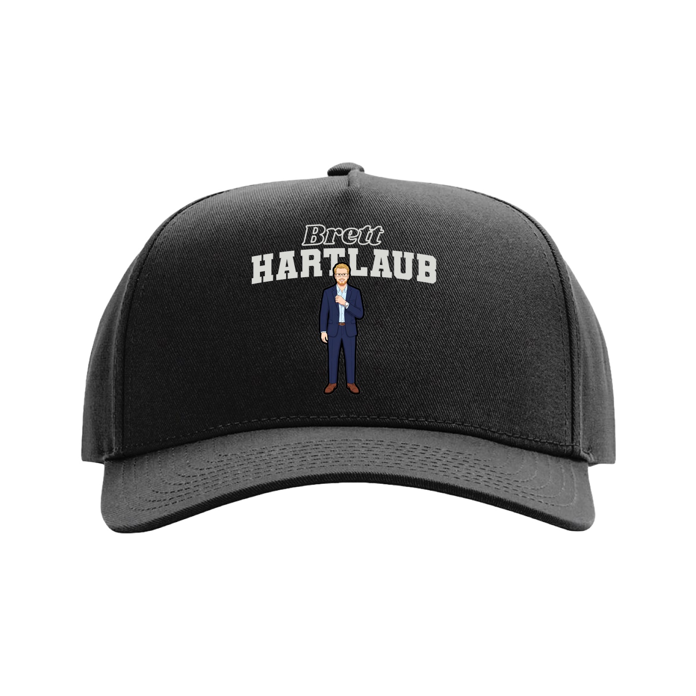 Full Fabric Five-Panel Champ Cap — Name Arch in Black