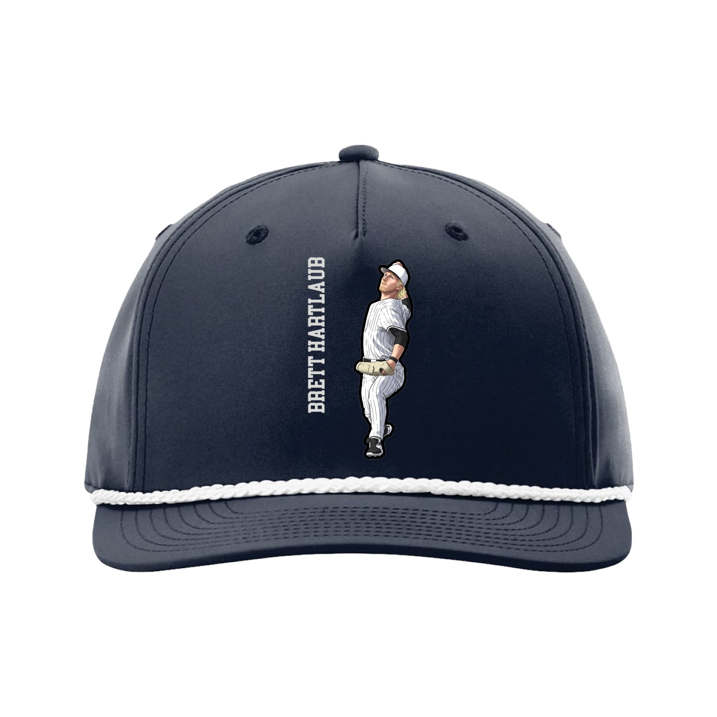Five-Panel Classic Rope Cap — Name Vertical in Navy