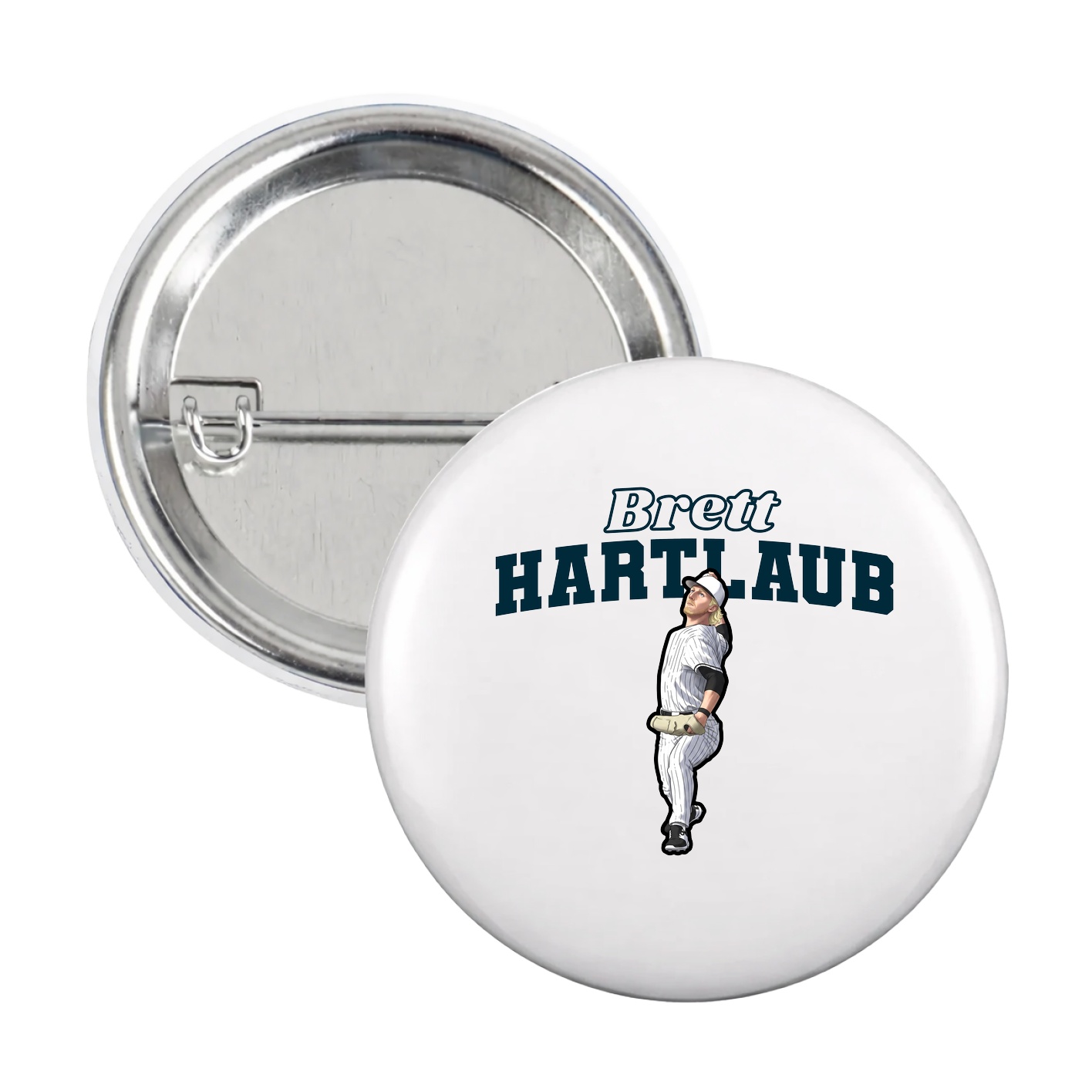 Game Day Button — Name Arch in White