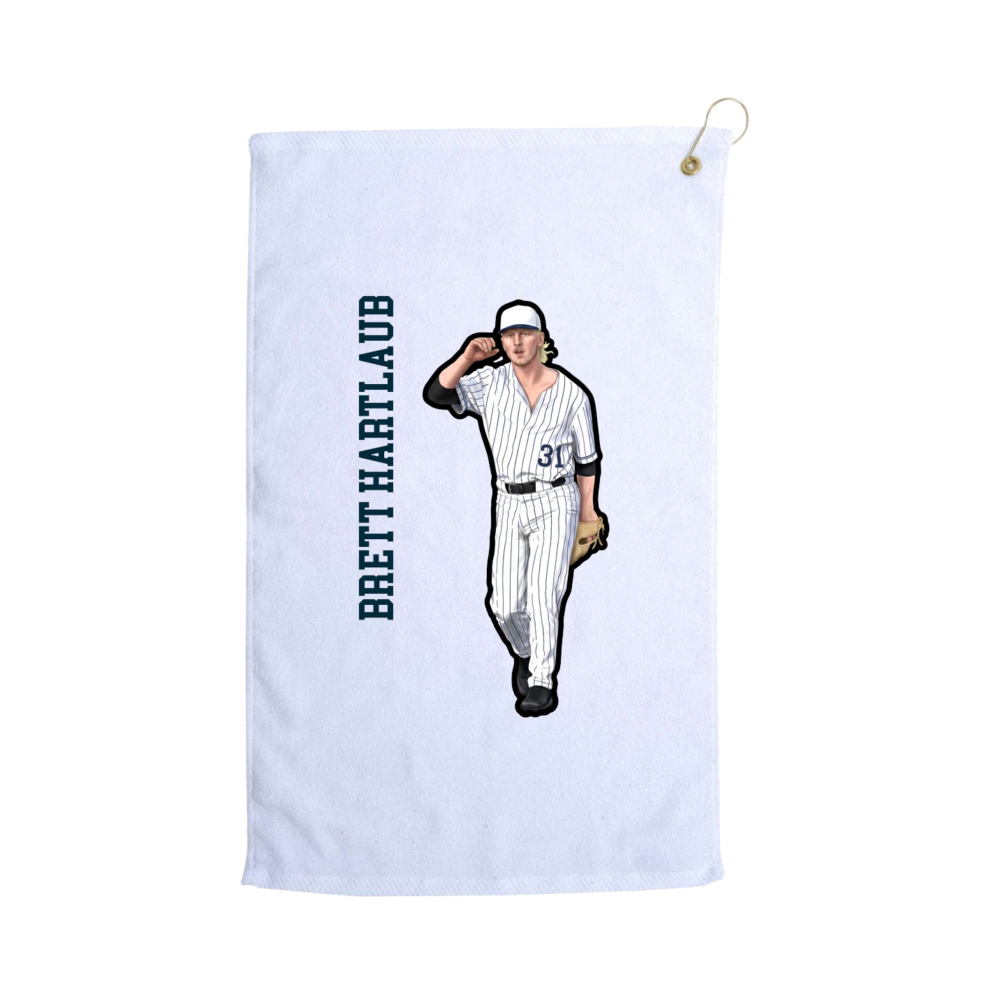 Golf Towel — Name Vertical in White