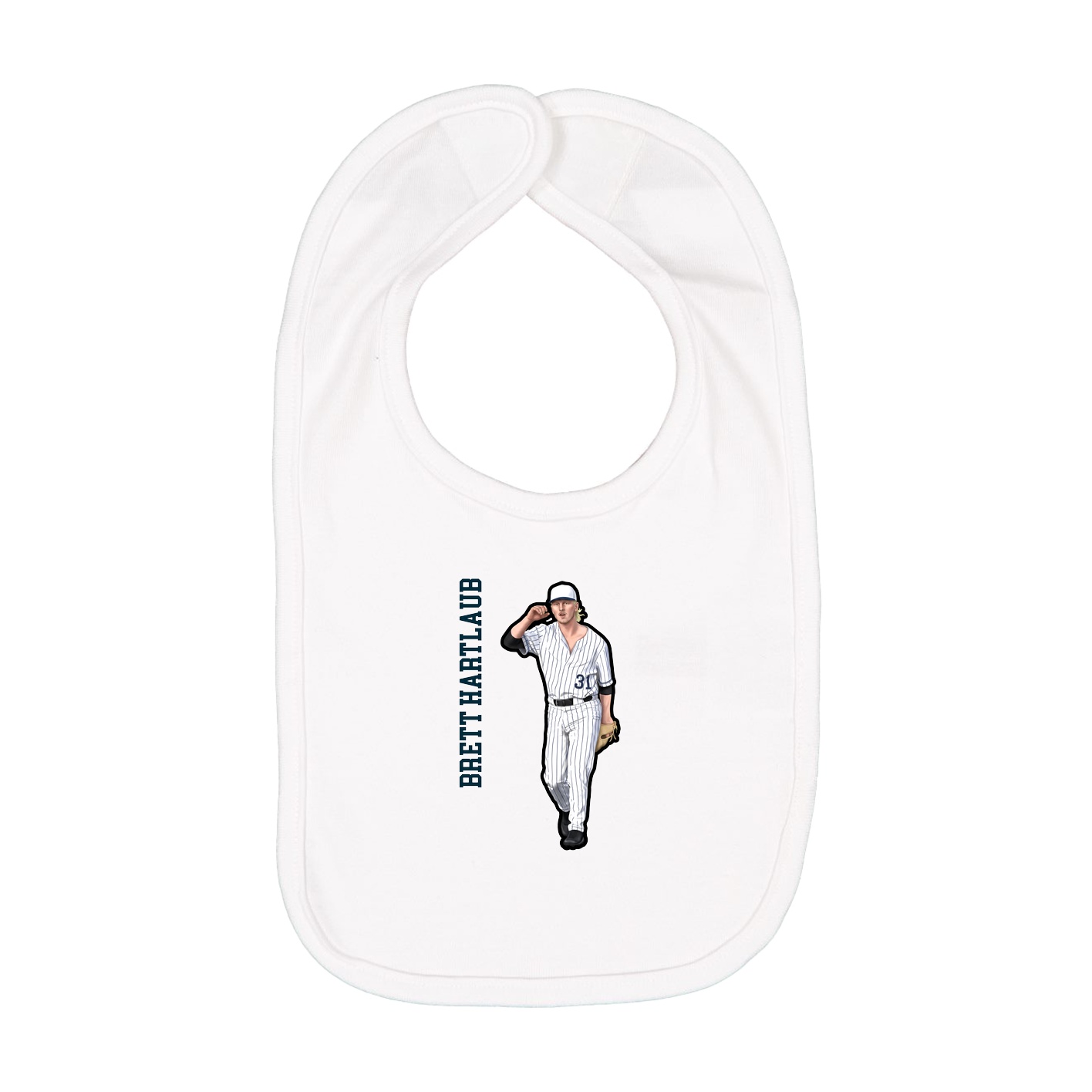 Infant Bib — Name Vertical in White