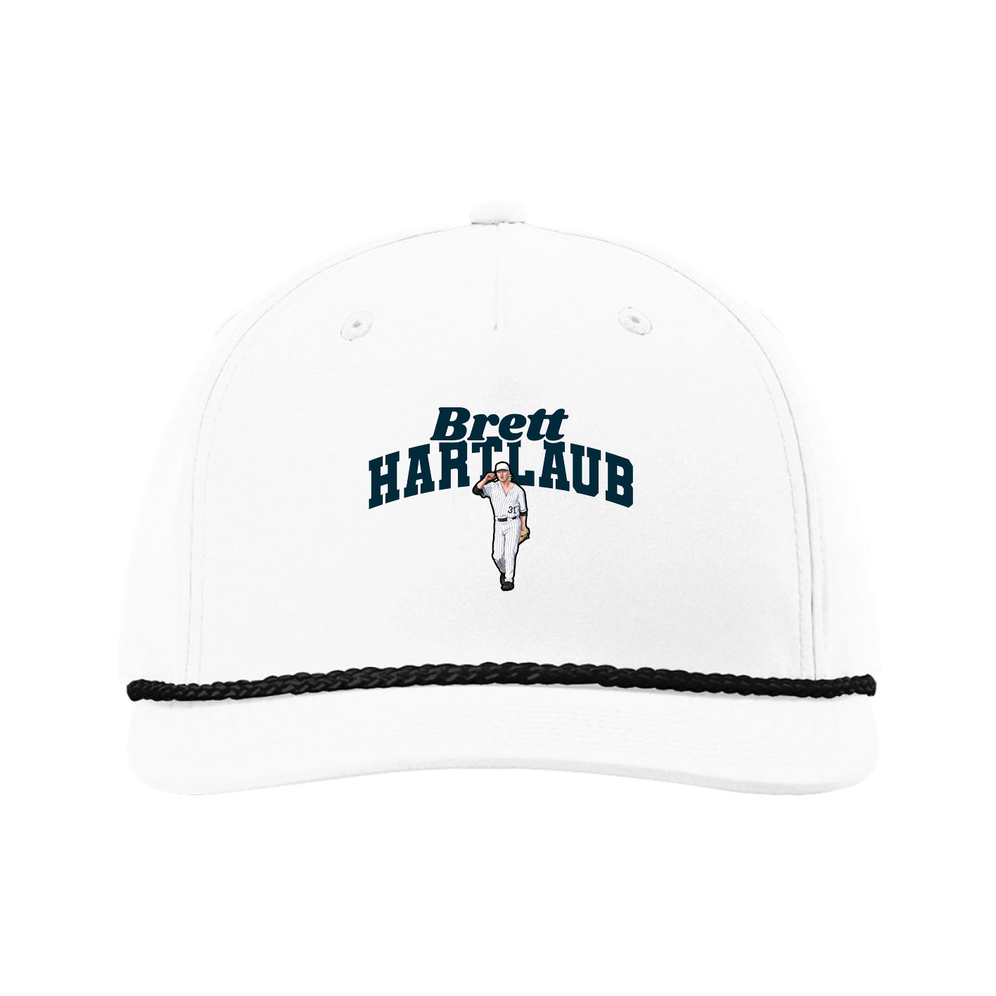 Five-Panel Classic Rope Cap — Signature Arch in White