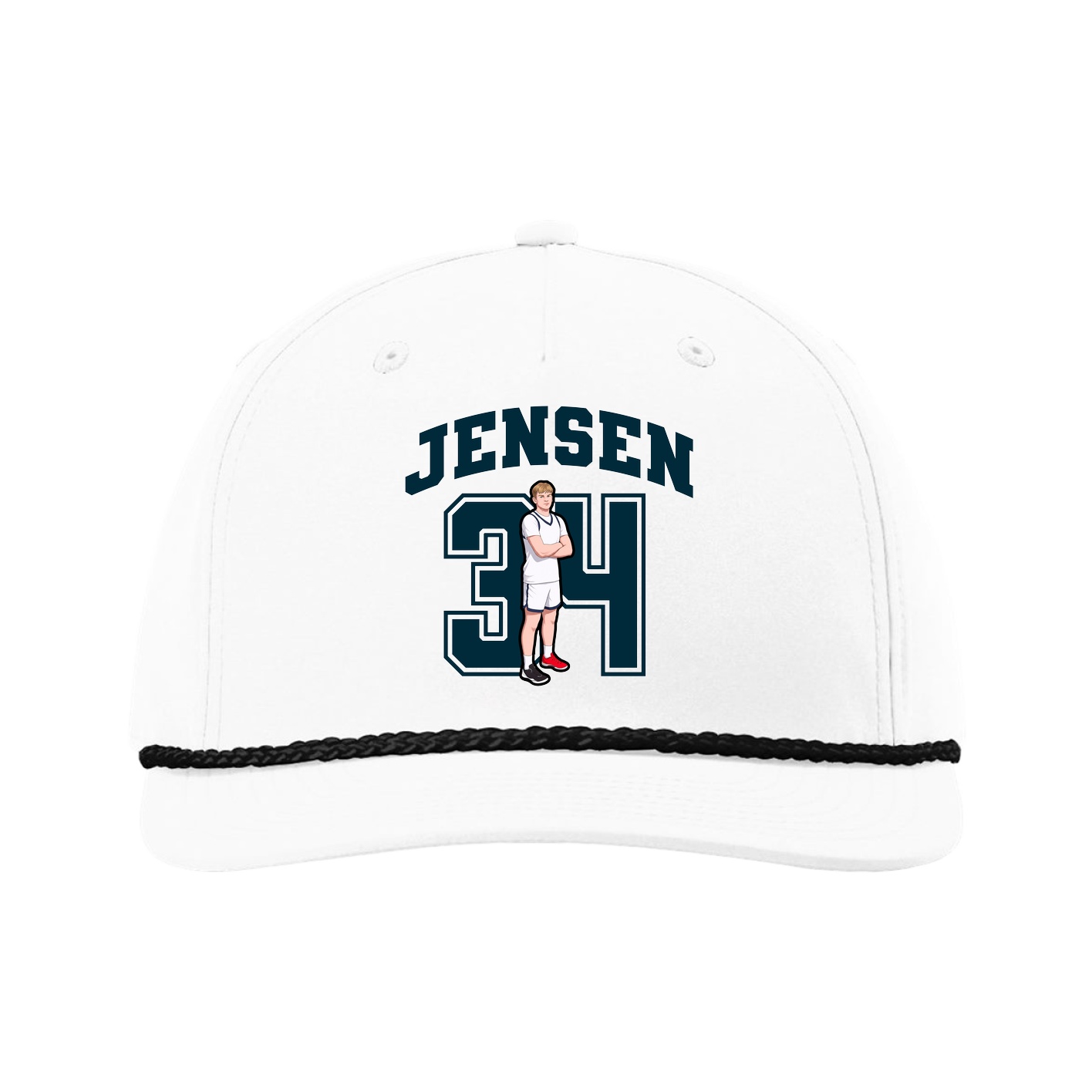 Five-Panel Classic Rope Cap — Number in White