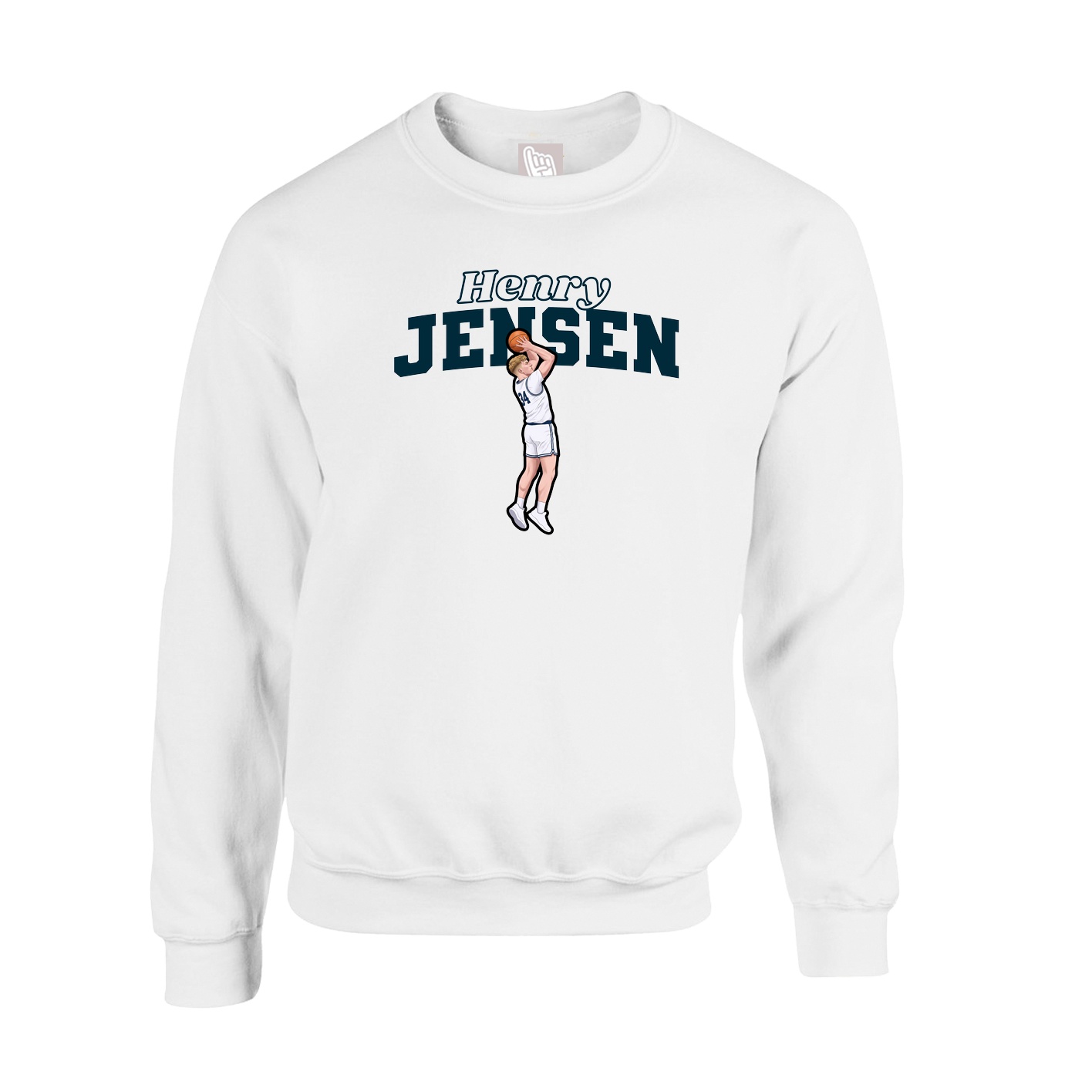Fleece Crew — Name Arch in White