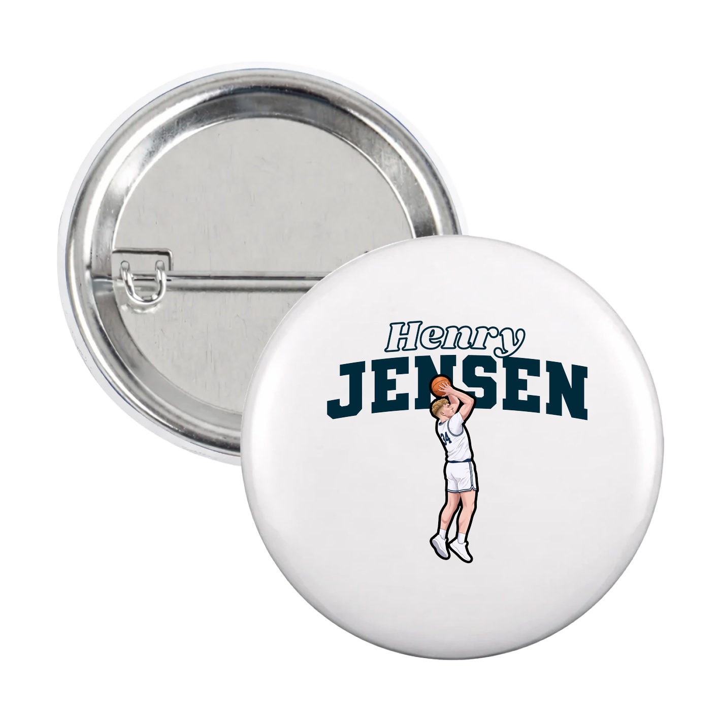 Game Day Button — Name Arch in White