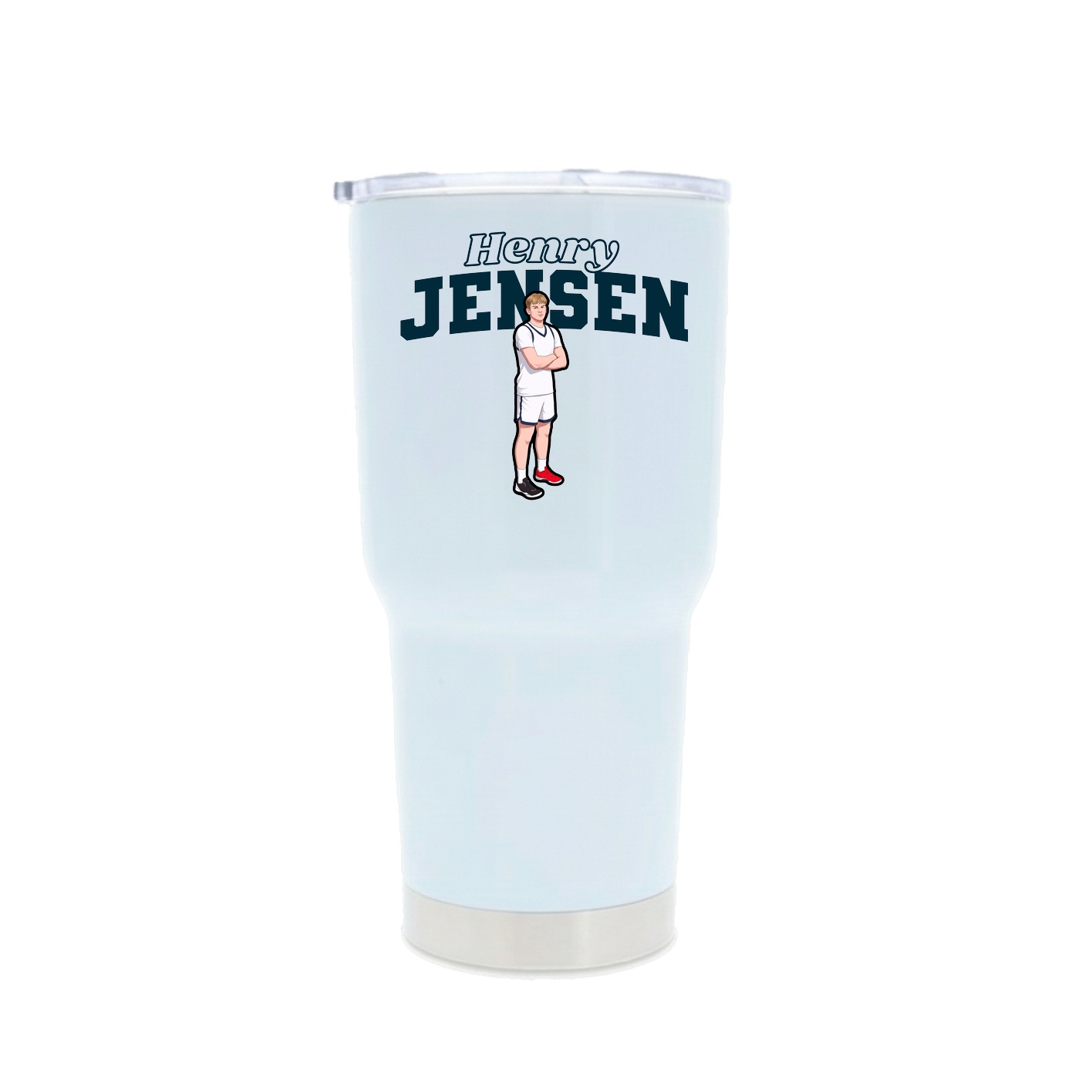 30oz Stainless Steel Tumbler — Name Arch in White